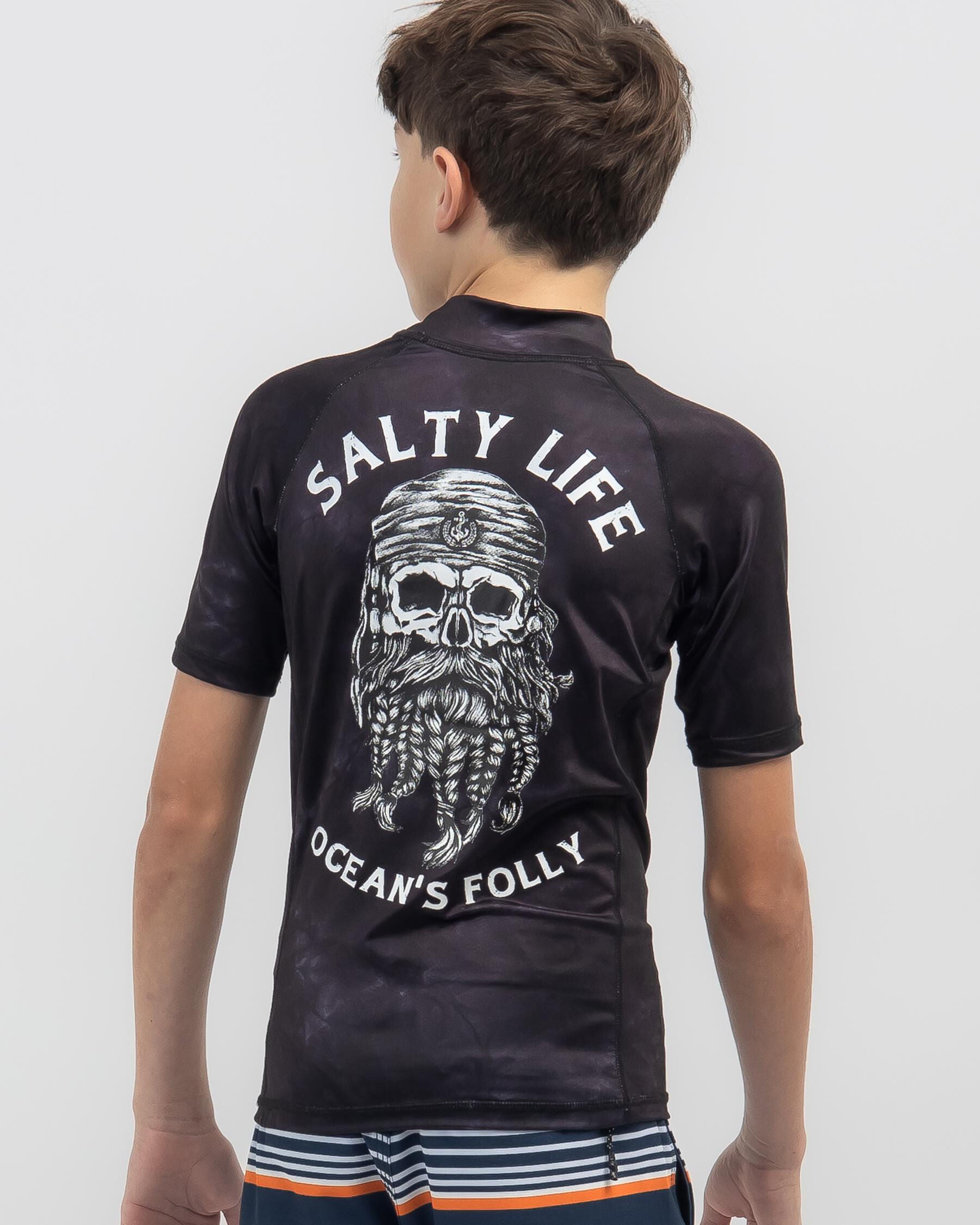 Salty Life Boy's Dutchman Rash Vest in Black
