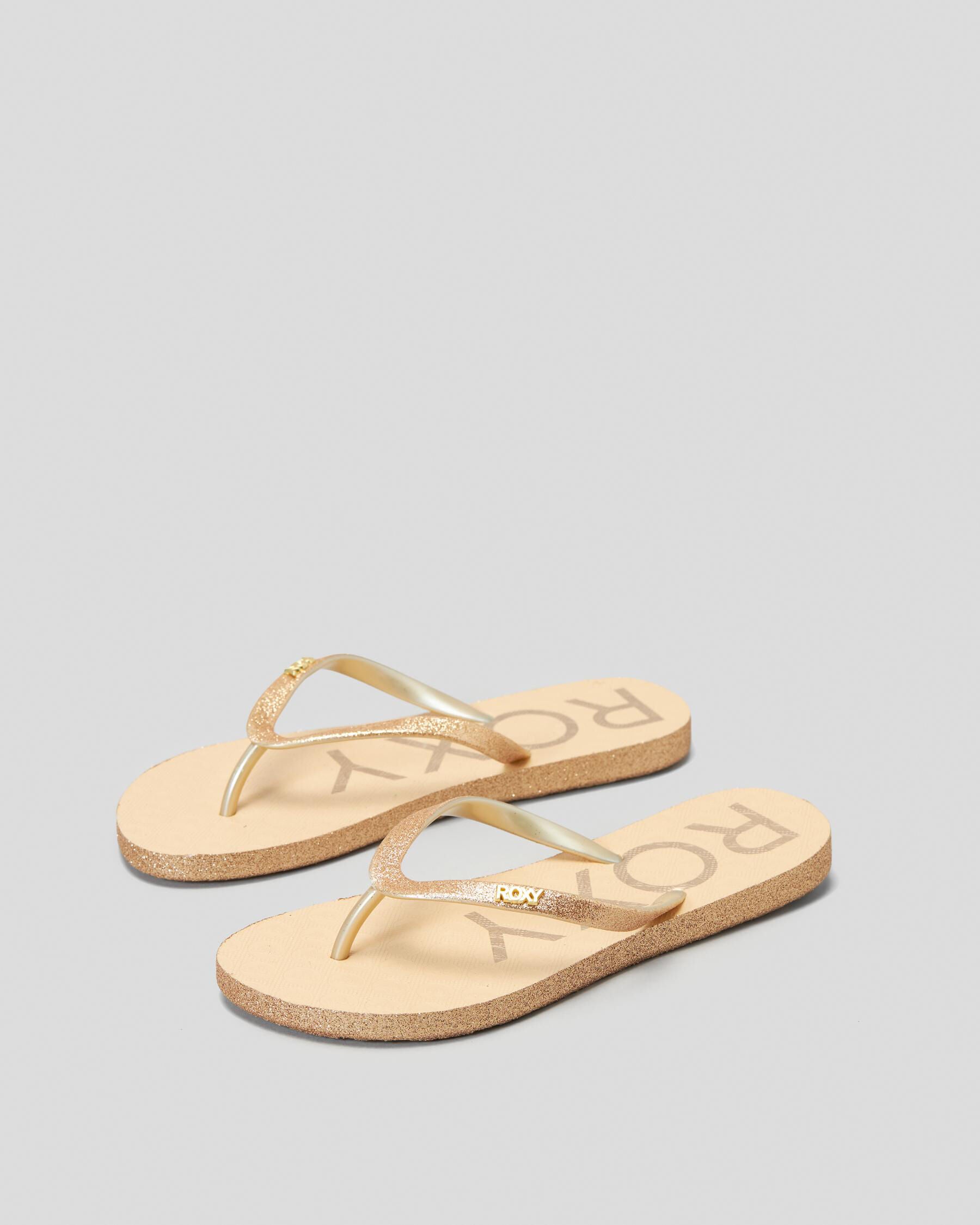 Roxy Girls' Rg Viva Glitter Flip Flops in Natural