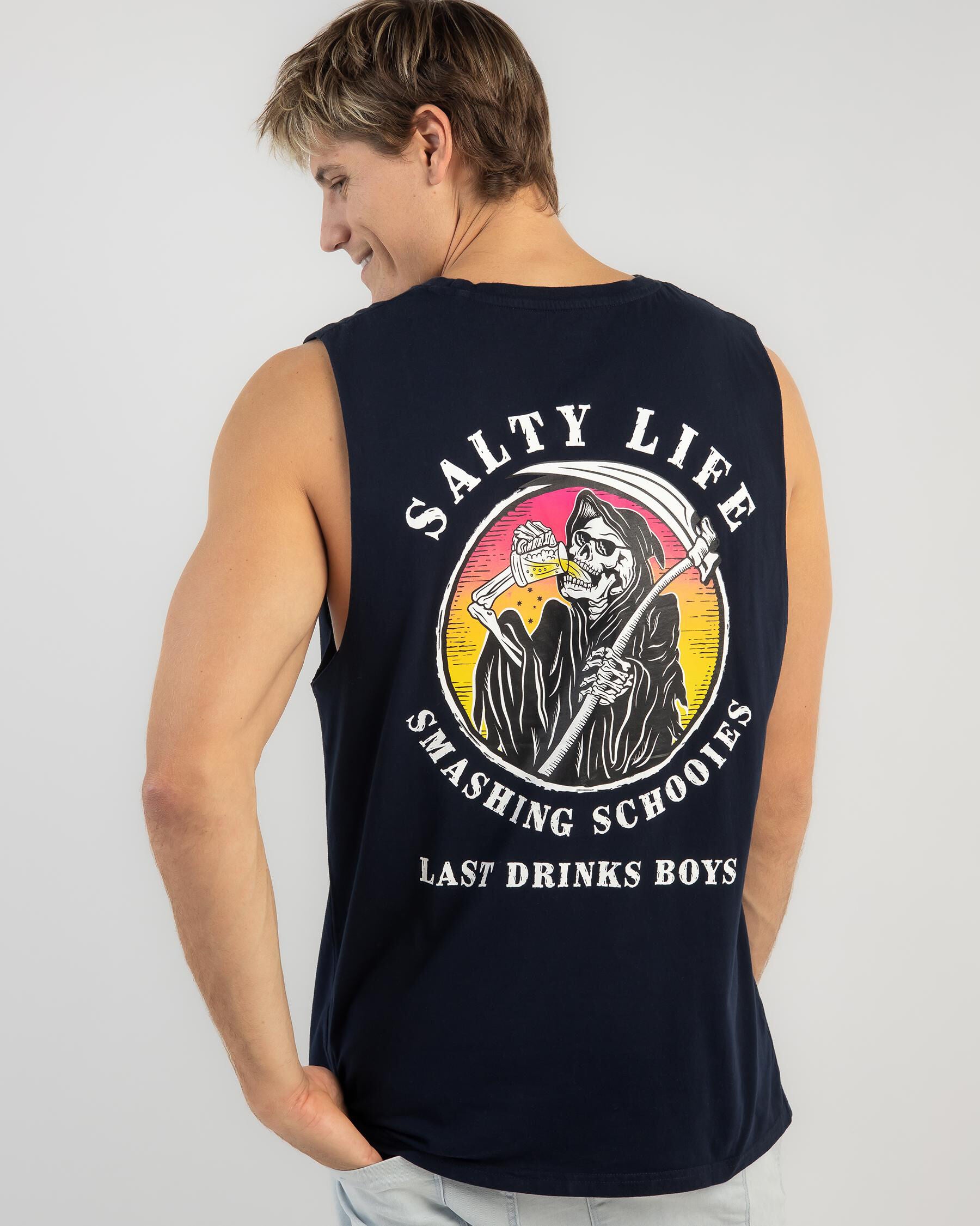 Salty Life Men's Last Drinks Muscle Tank Top in Navy