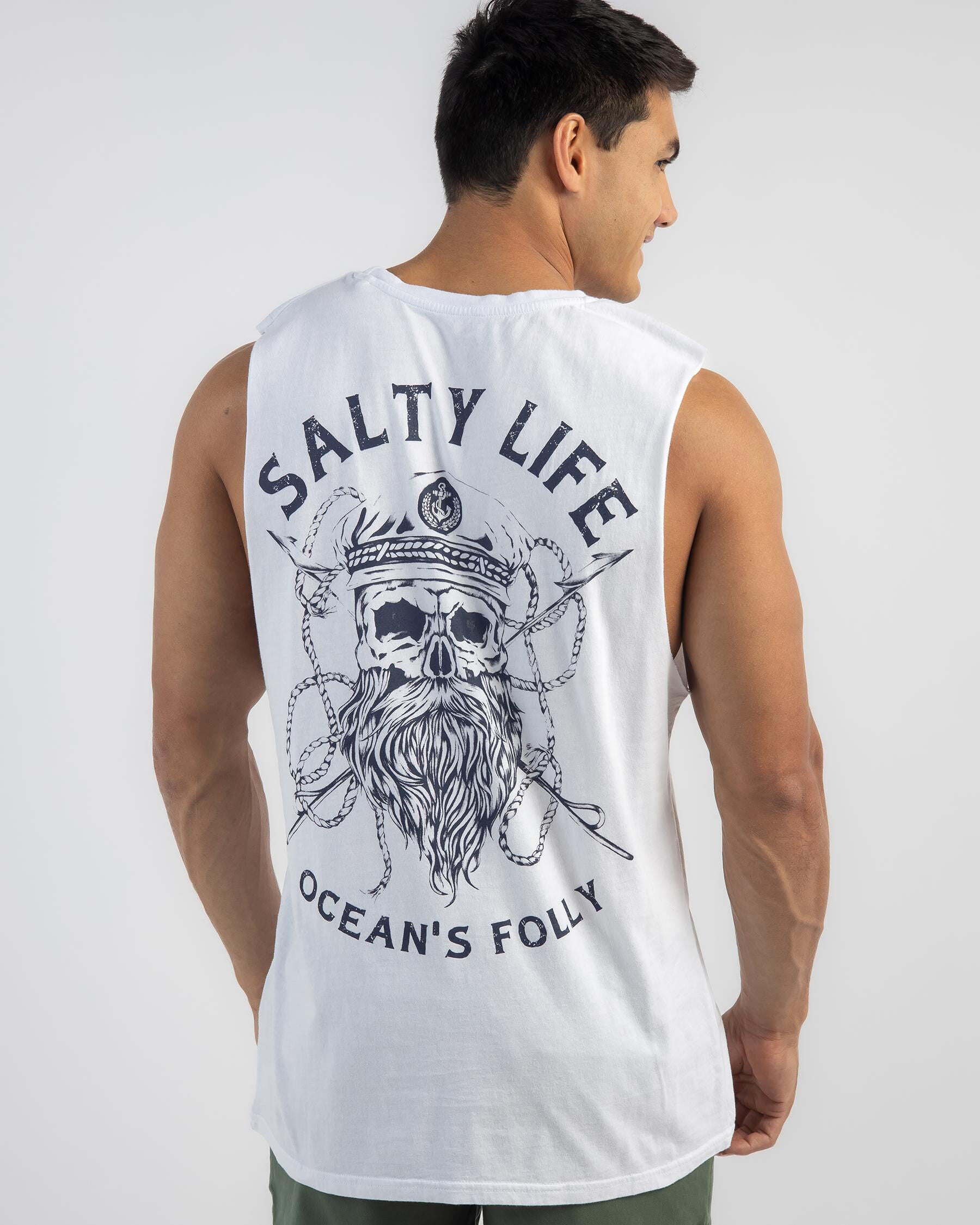 Salty Life Men's Raider Muscle Tank Top in White