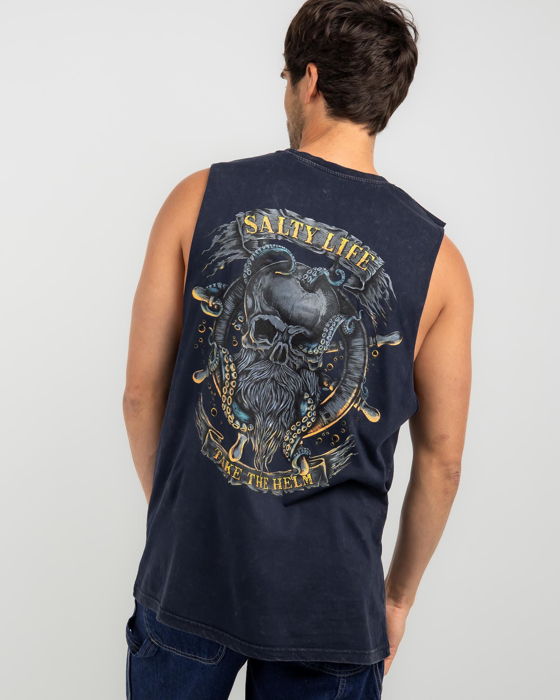 Salty Life Men's Sea Devil Muscle Tank Top in Navy