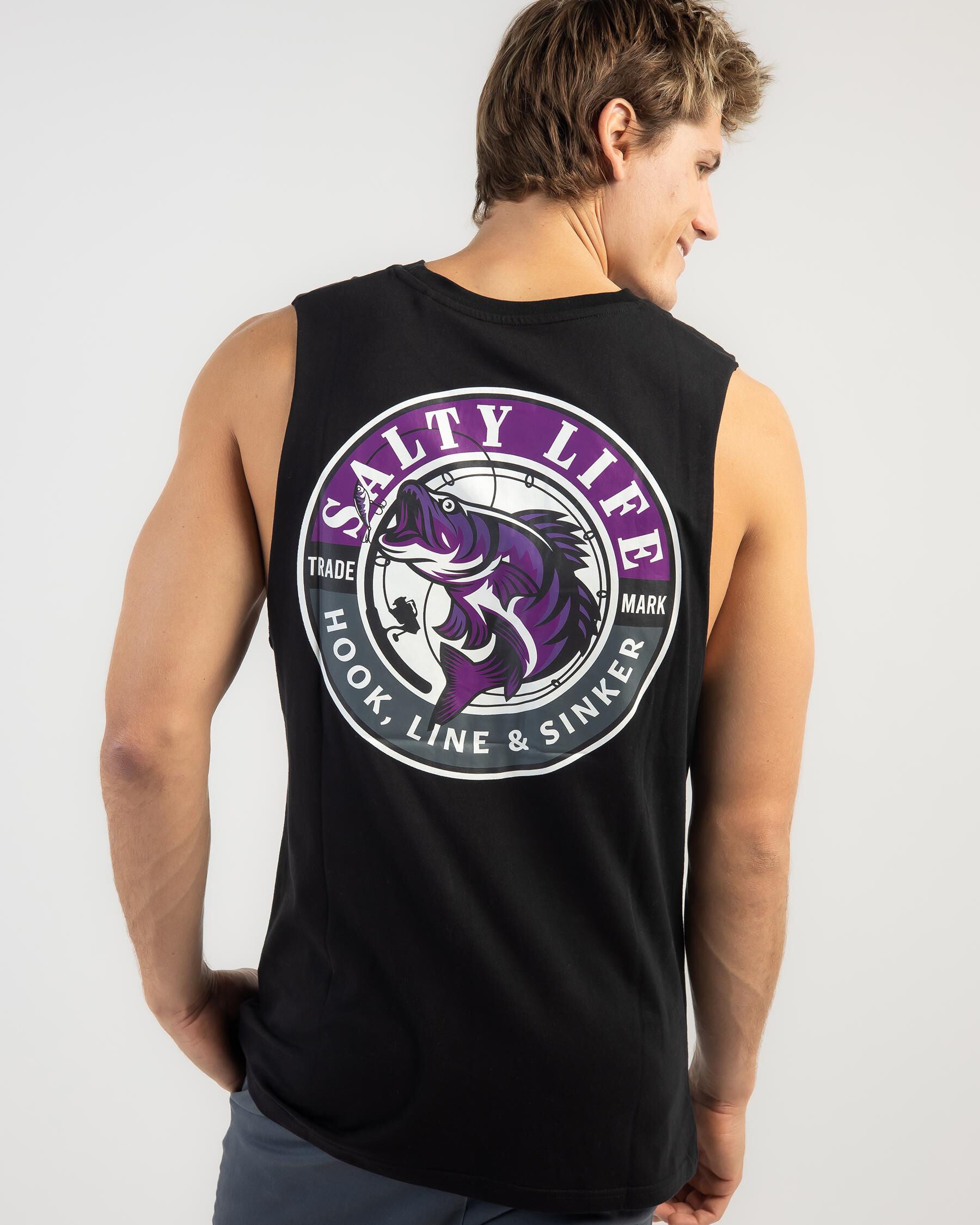 Salty Life Men's Hooked Muscle Tank Top in Black