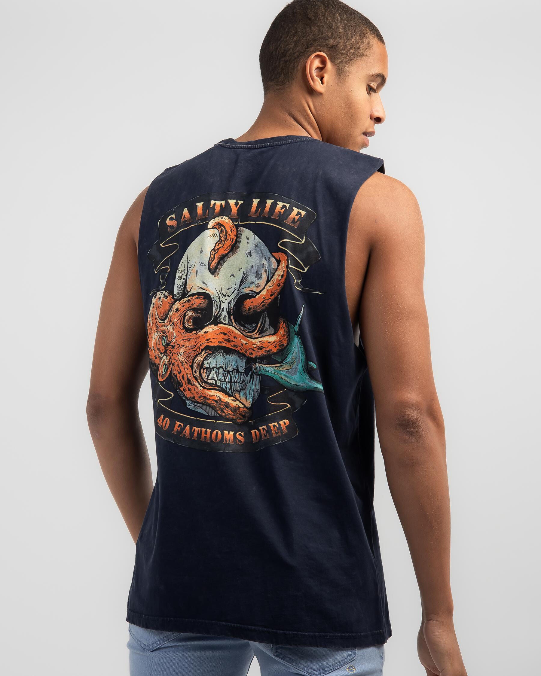 Salty Life Men's Into The Deep Muscle Tank Top in Navy