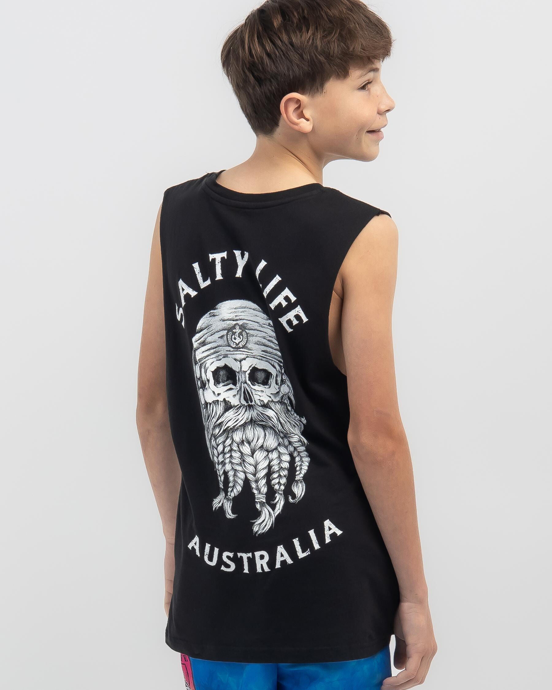 Salty Life Boys' Hollander Muscle Tank Top in Black