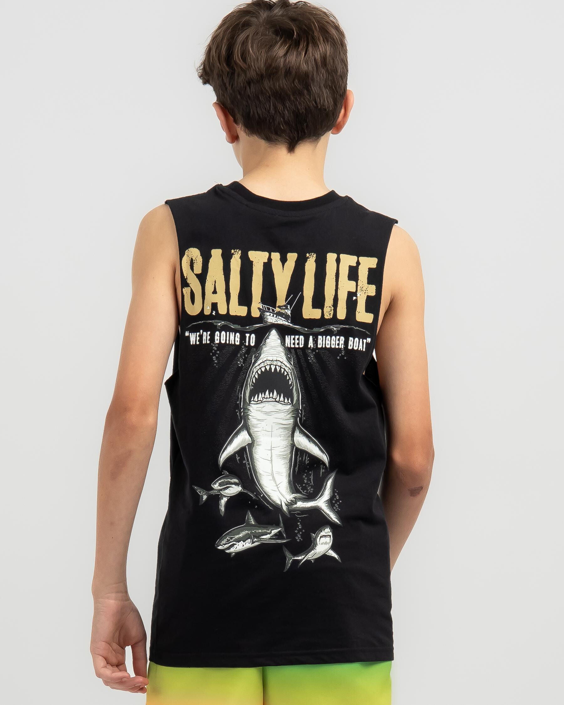 Salty Life Boys' Frenzy Muscle Tank Top in Black