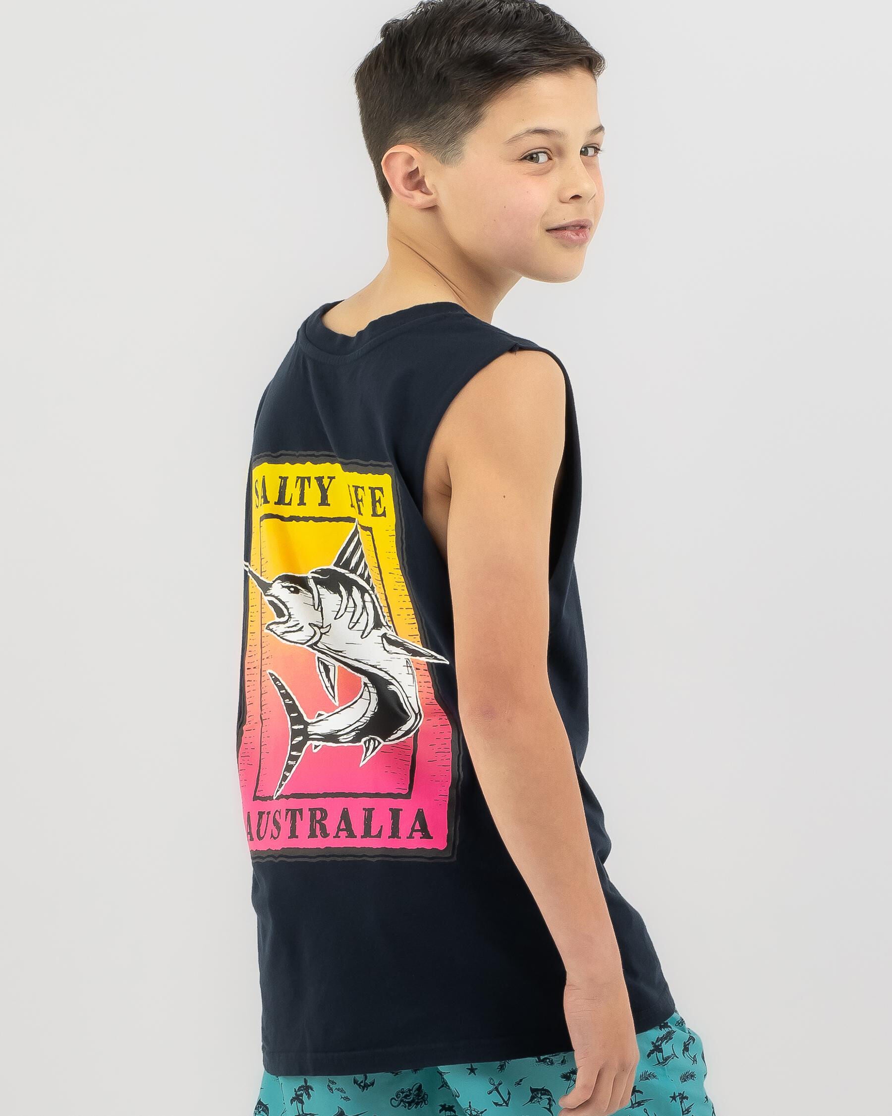 Salty Life Boys' Elusive Muscle Top in Navy