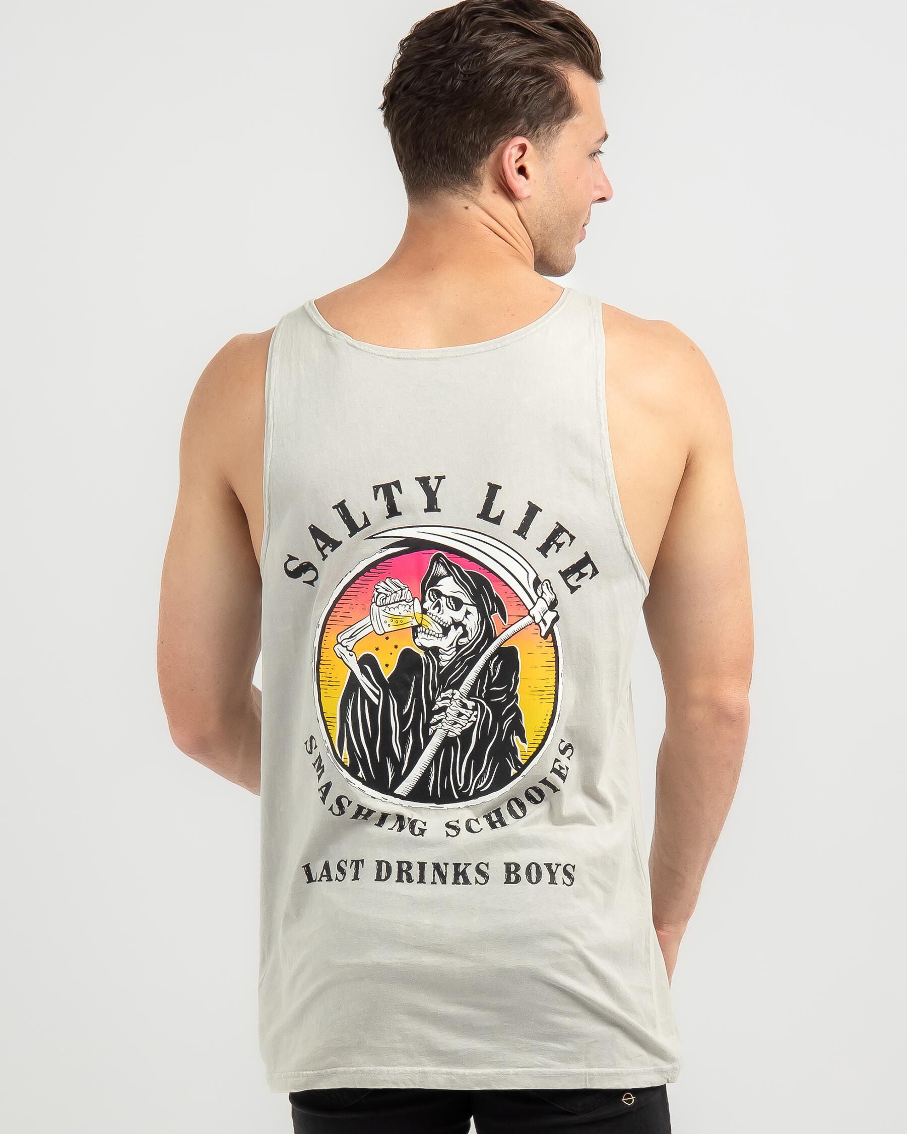 Salty Life Men's Last Drinks Vest Top in Grey