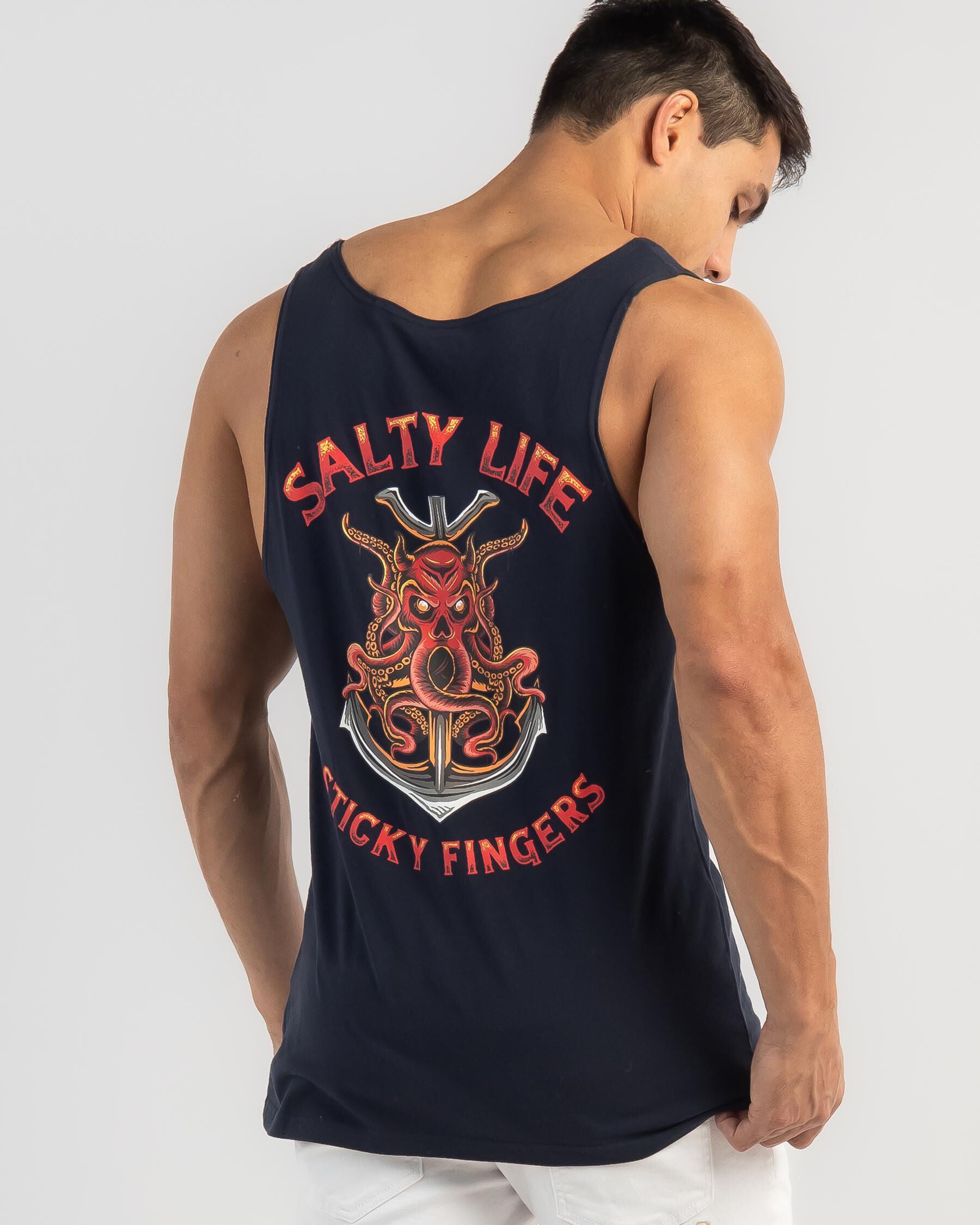 Salty Life Men's Sticky Fingers Vest Top in Navy