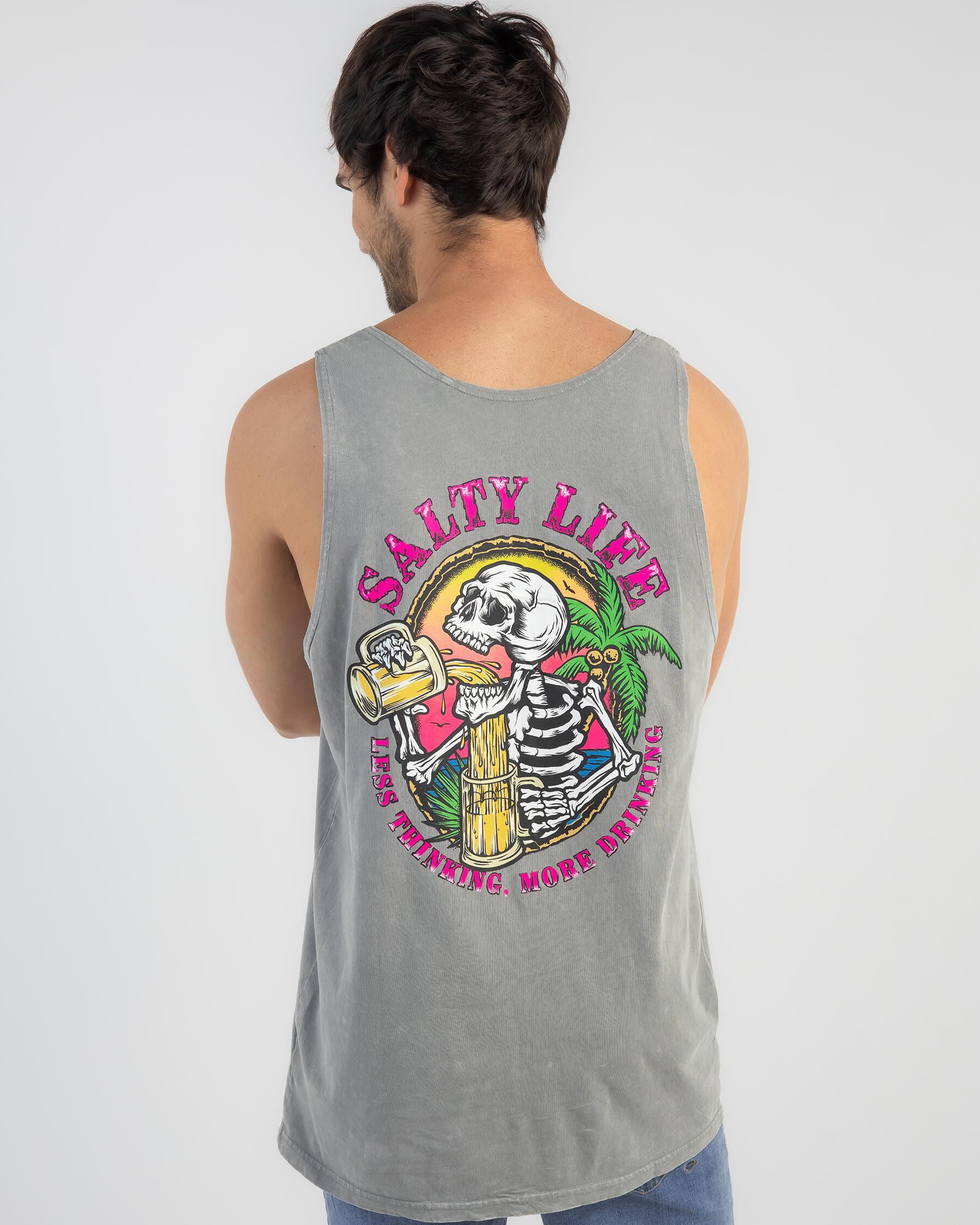 Salty Life Men's Skull Duggery Vest Top in Grey