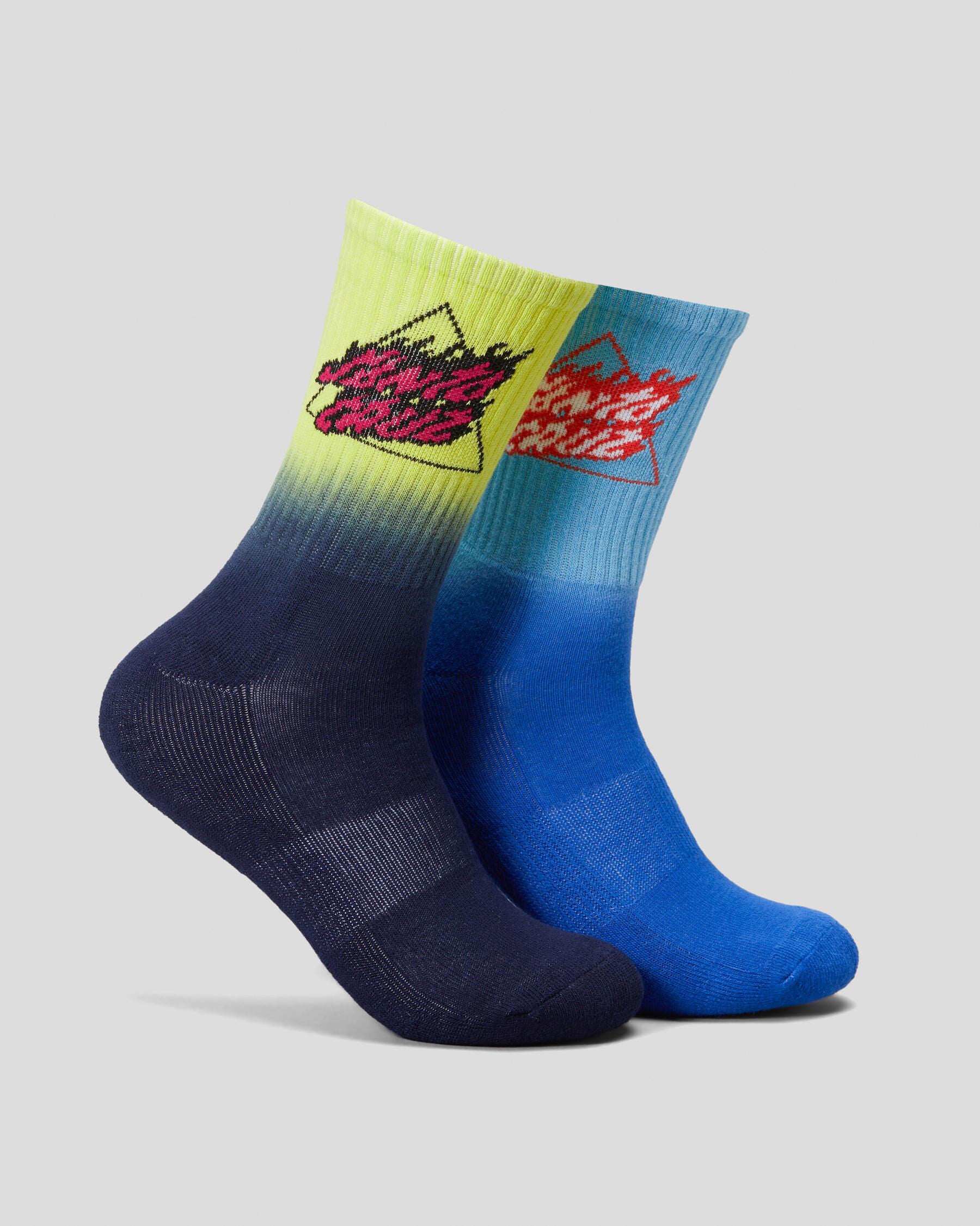 Santa Cruz Boys' Flamed Not A Dot Socks 2 Pack in Blue