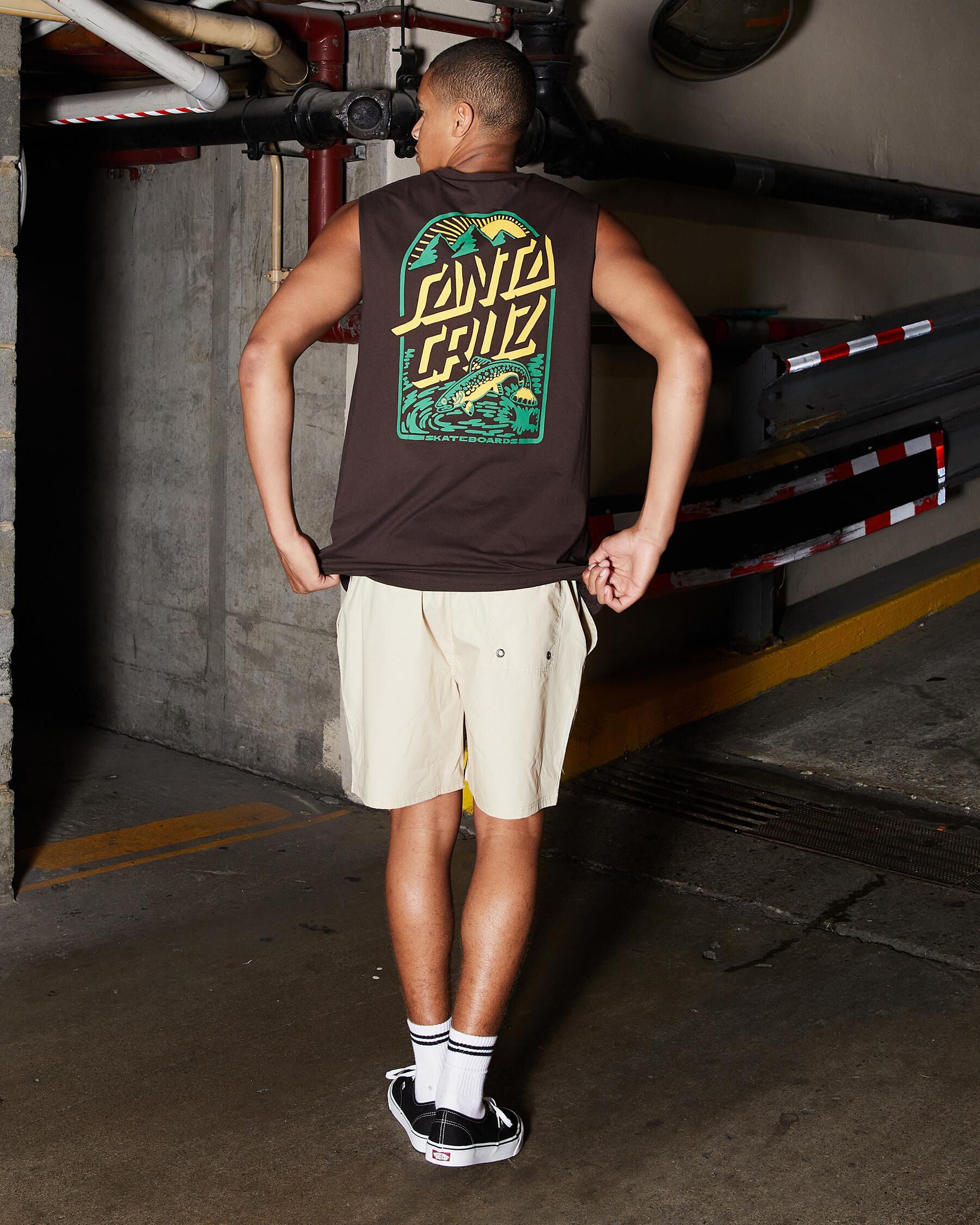 Santa Cruz Men's Retreat Muscle Tank Top in Brown