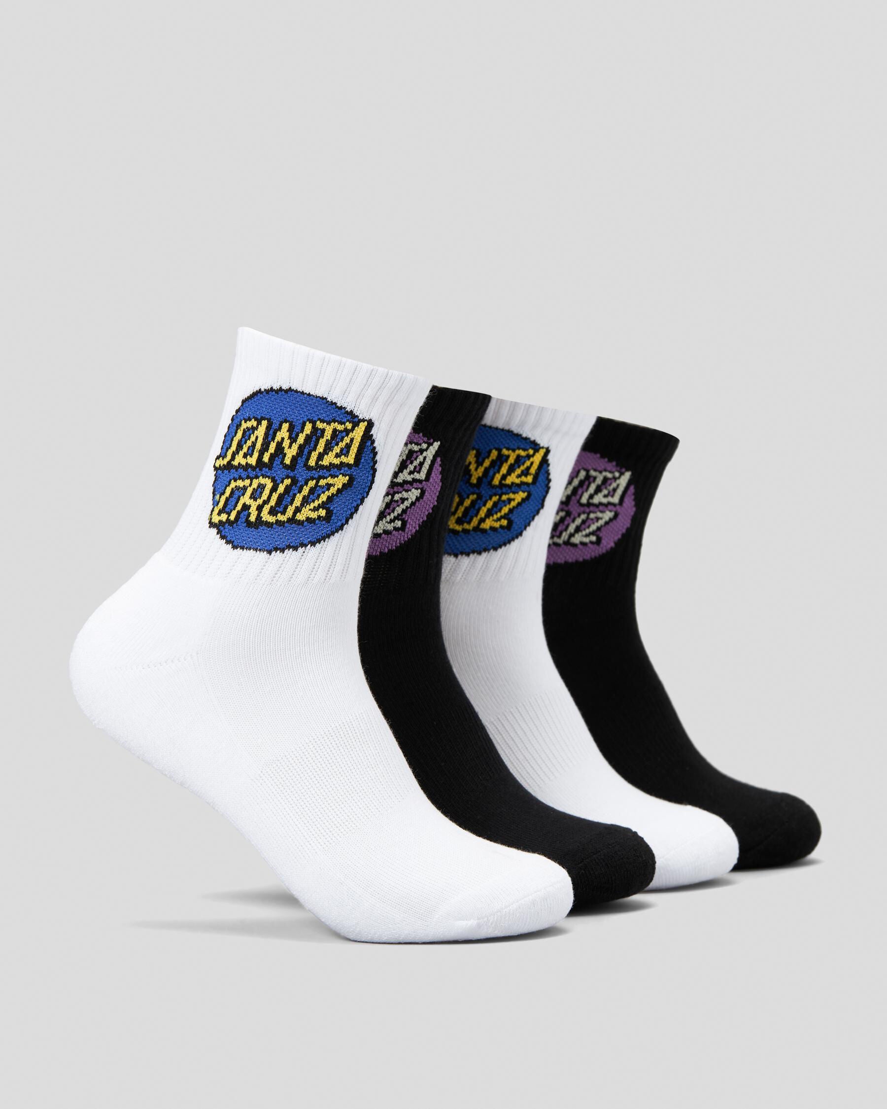 Santa Cruz Girls' Other Dot Socks 4 Pack in Black