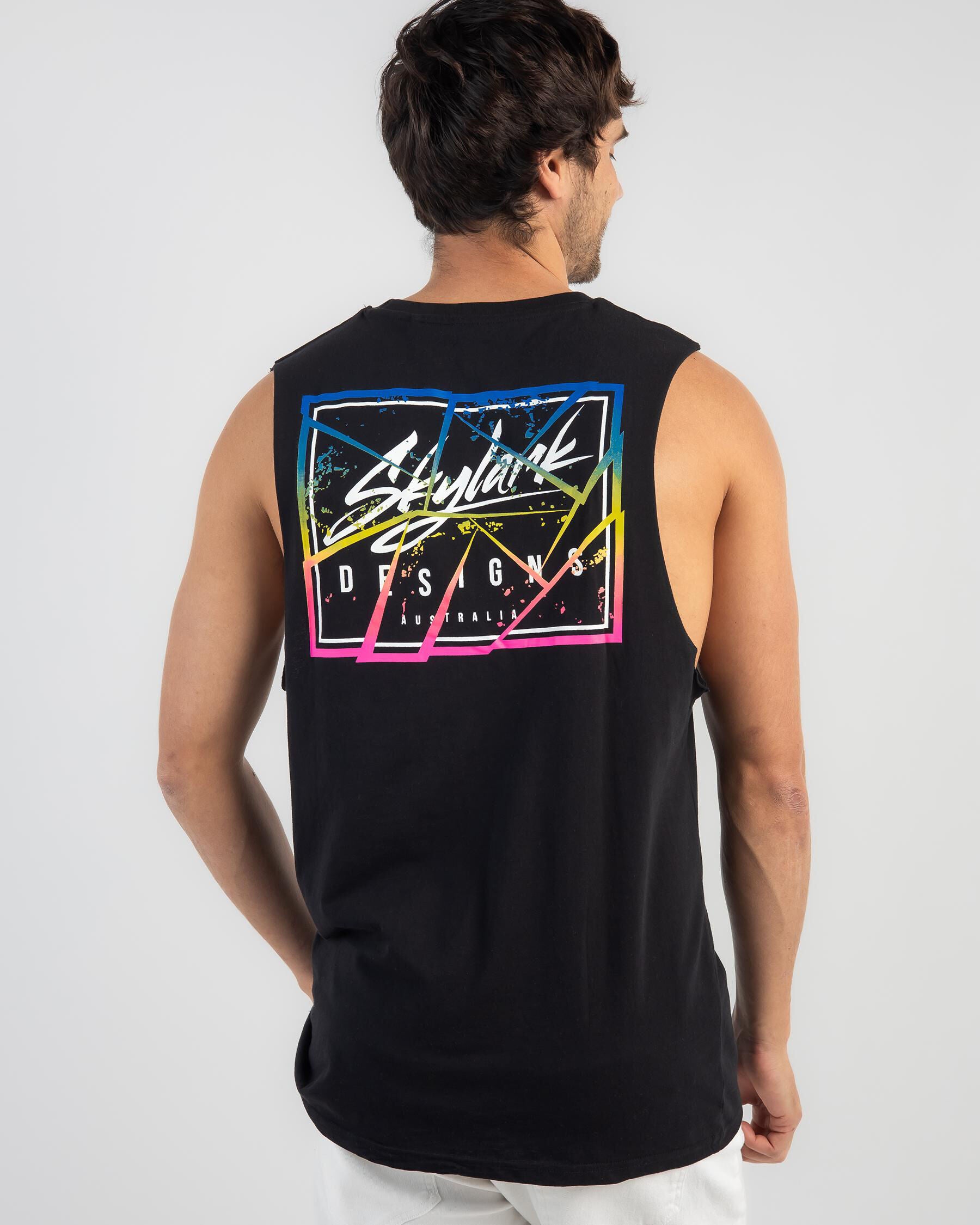 Skylark Men's Split Muscle Tank Top in Black