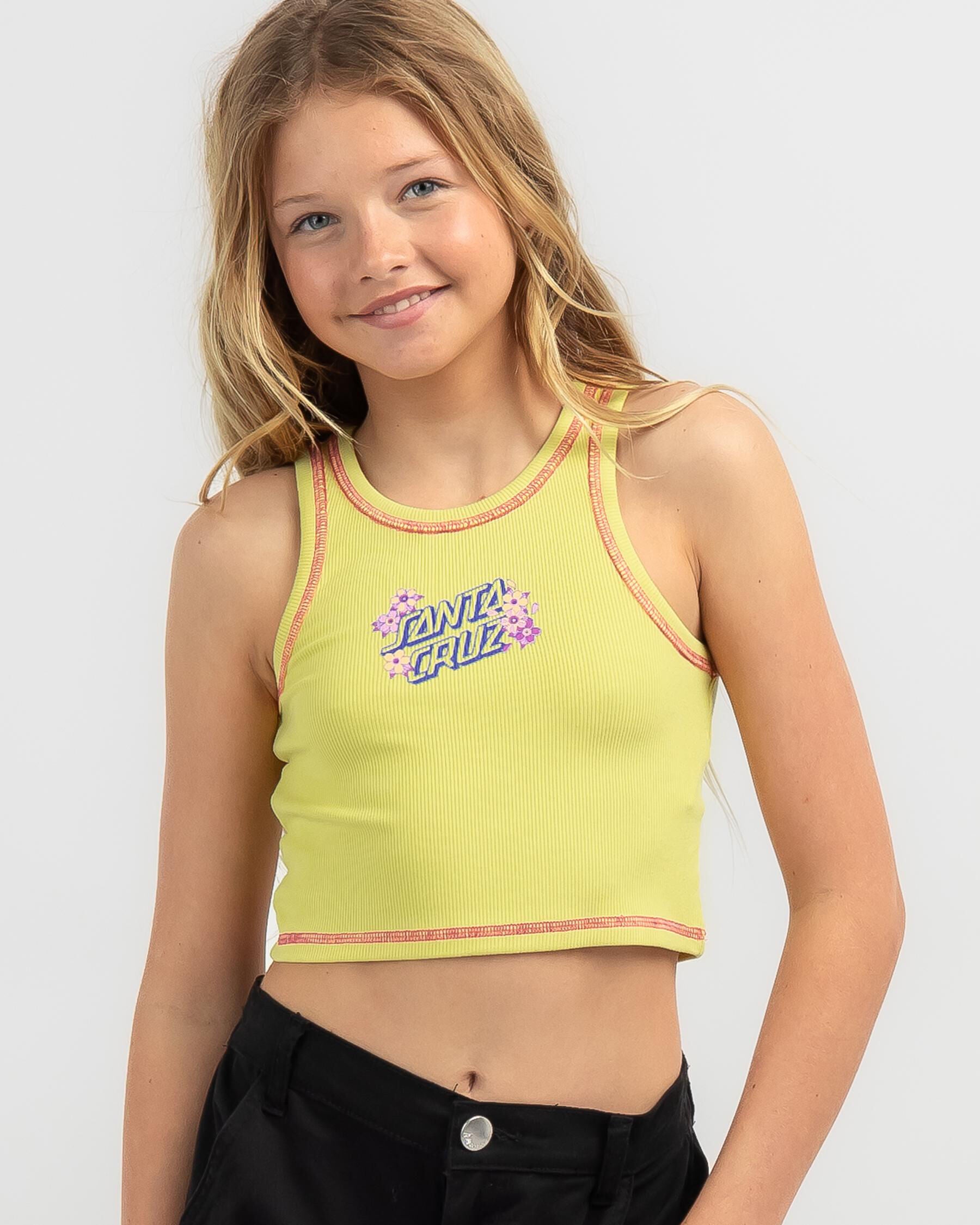 Santa Cruz Girls' Blooming Stack Tank Top in Yellow