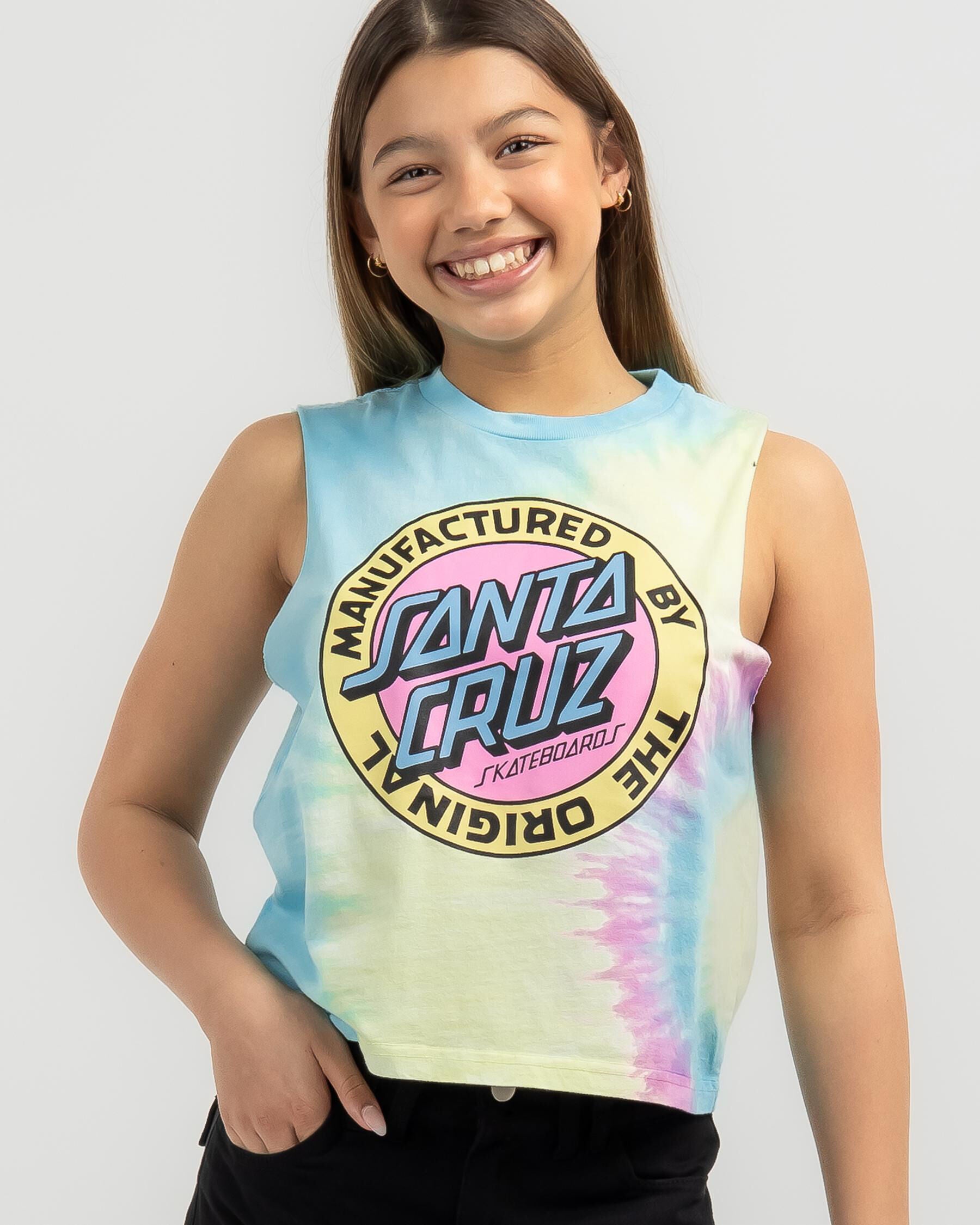Santa Cruz Girls' Mfg Dot Front Tank Top in Pink