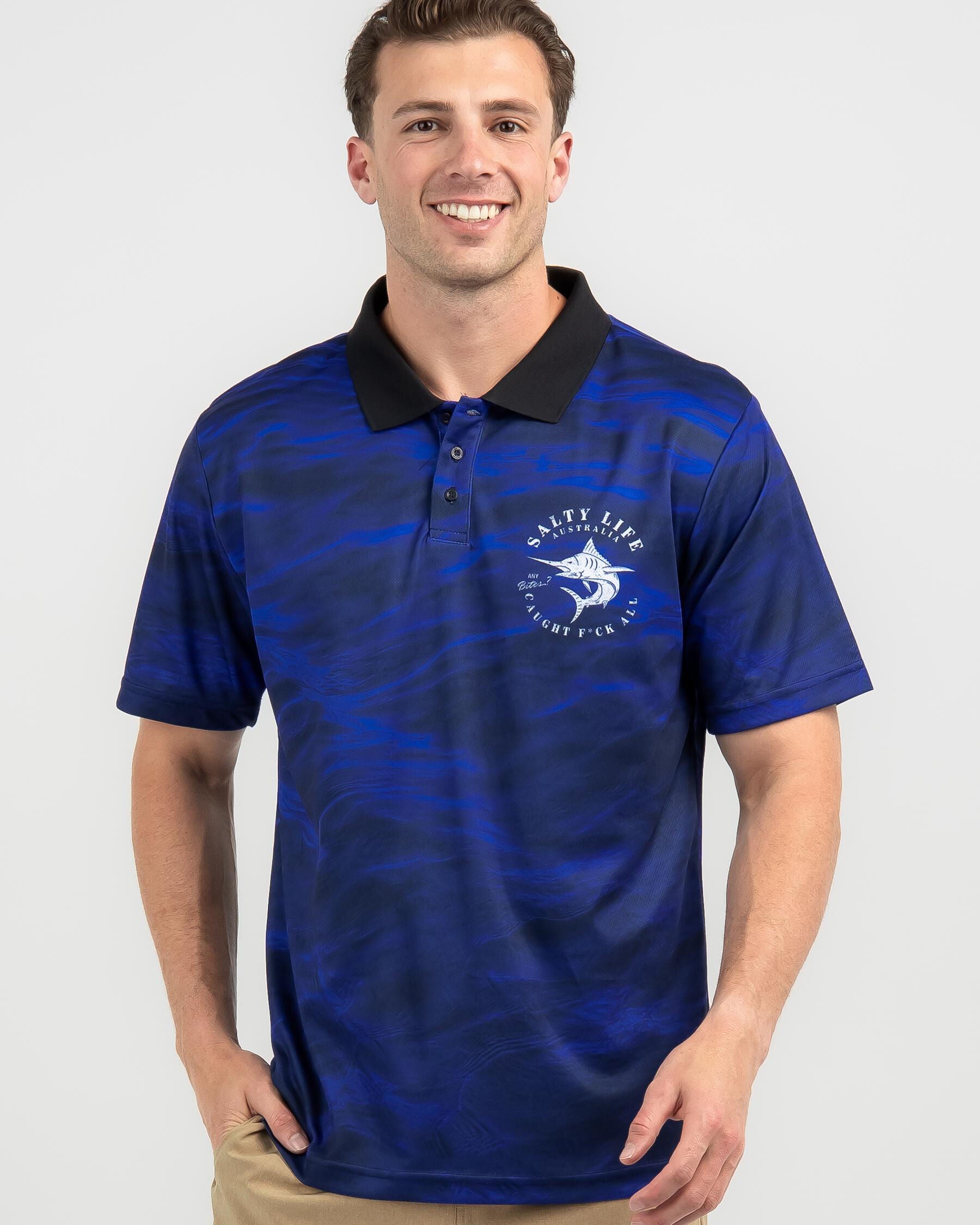 Salty Life Men's Any Bites Polo Top in Black