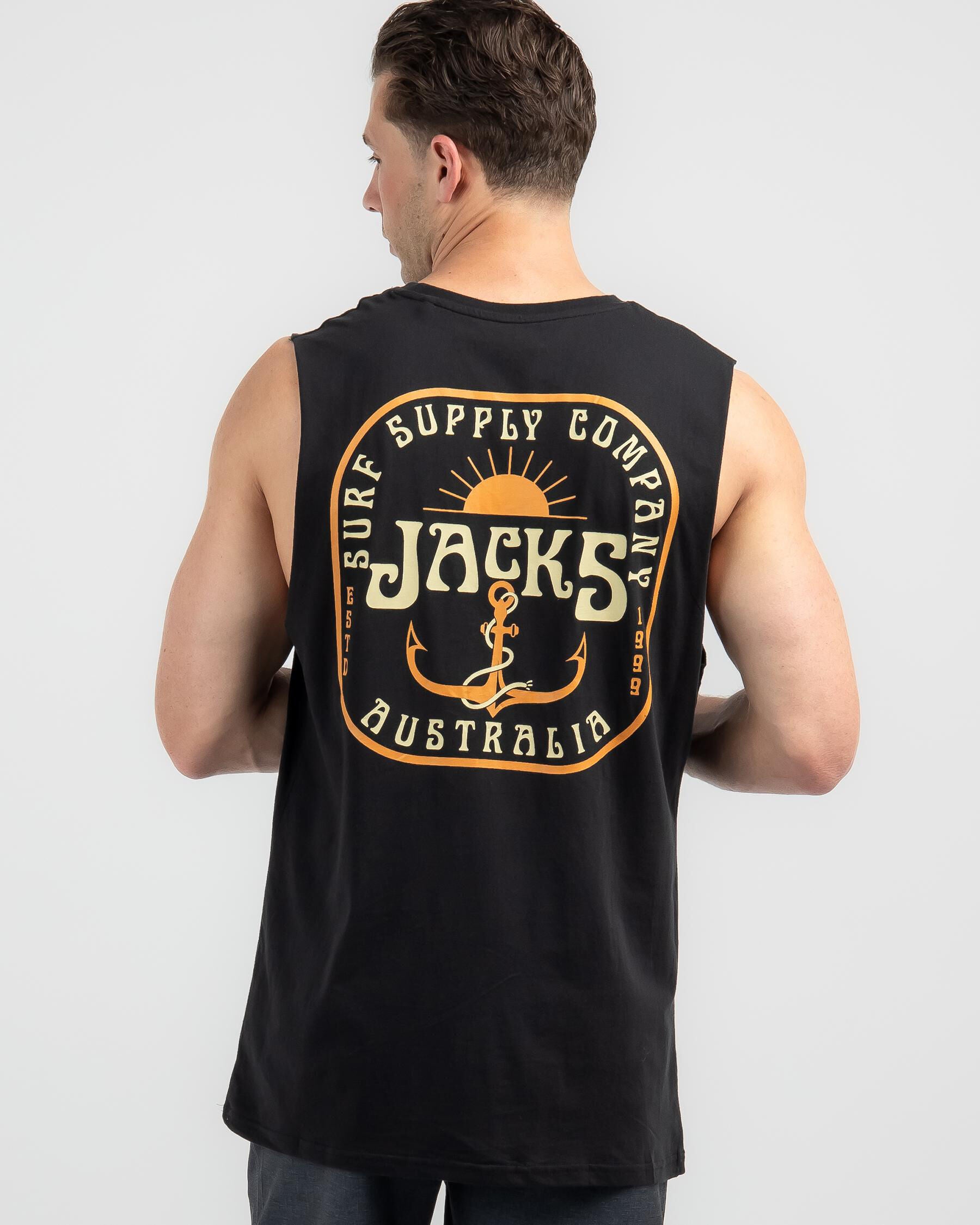 Jacks Men's Anchored Muscle Tank Top in Black
