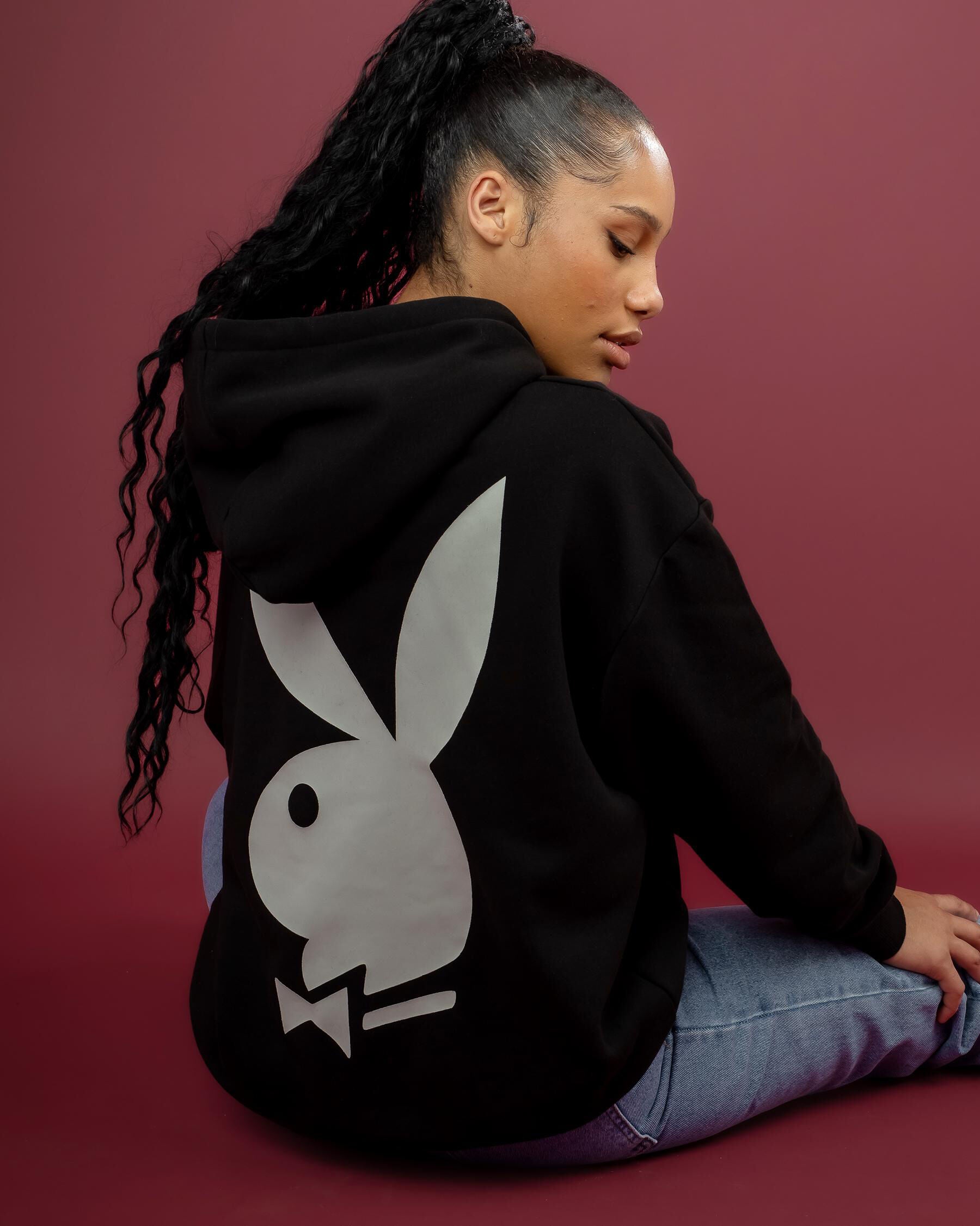 Playboy Women's Bunny Stack Hoodie in Black