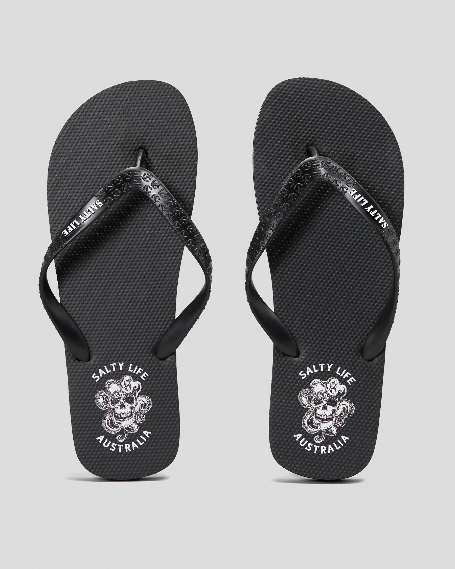 Salty Life Men's Tentacles Flip Flops in Black