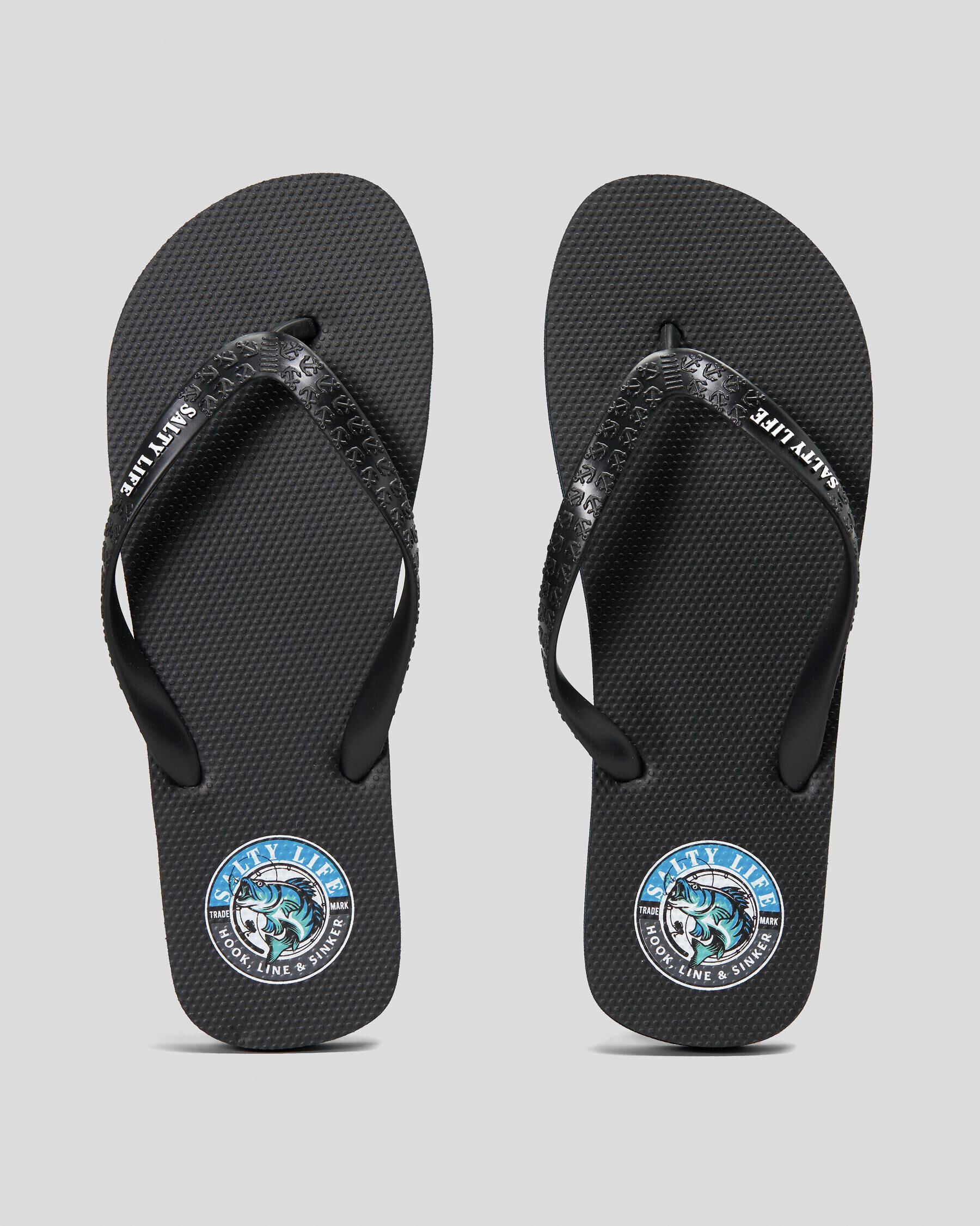 Salty Life Men's Hooked Flip Flops in Black