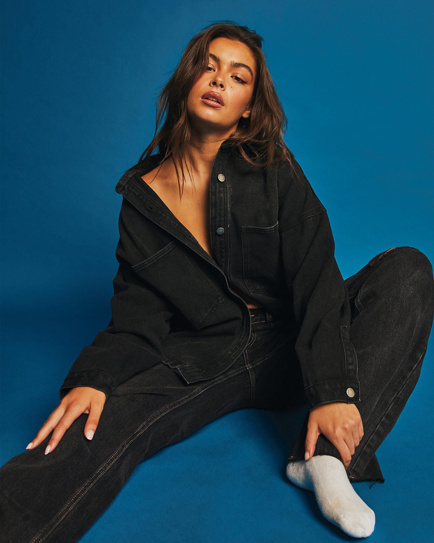 Paper Heart Women's Phoenix Denim Shacket in Black