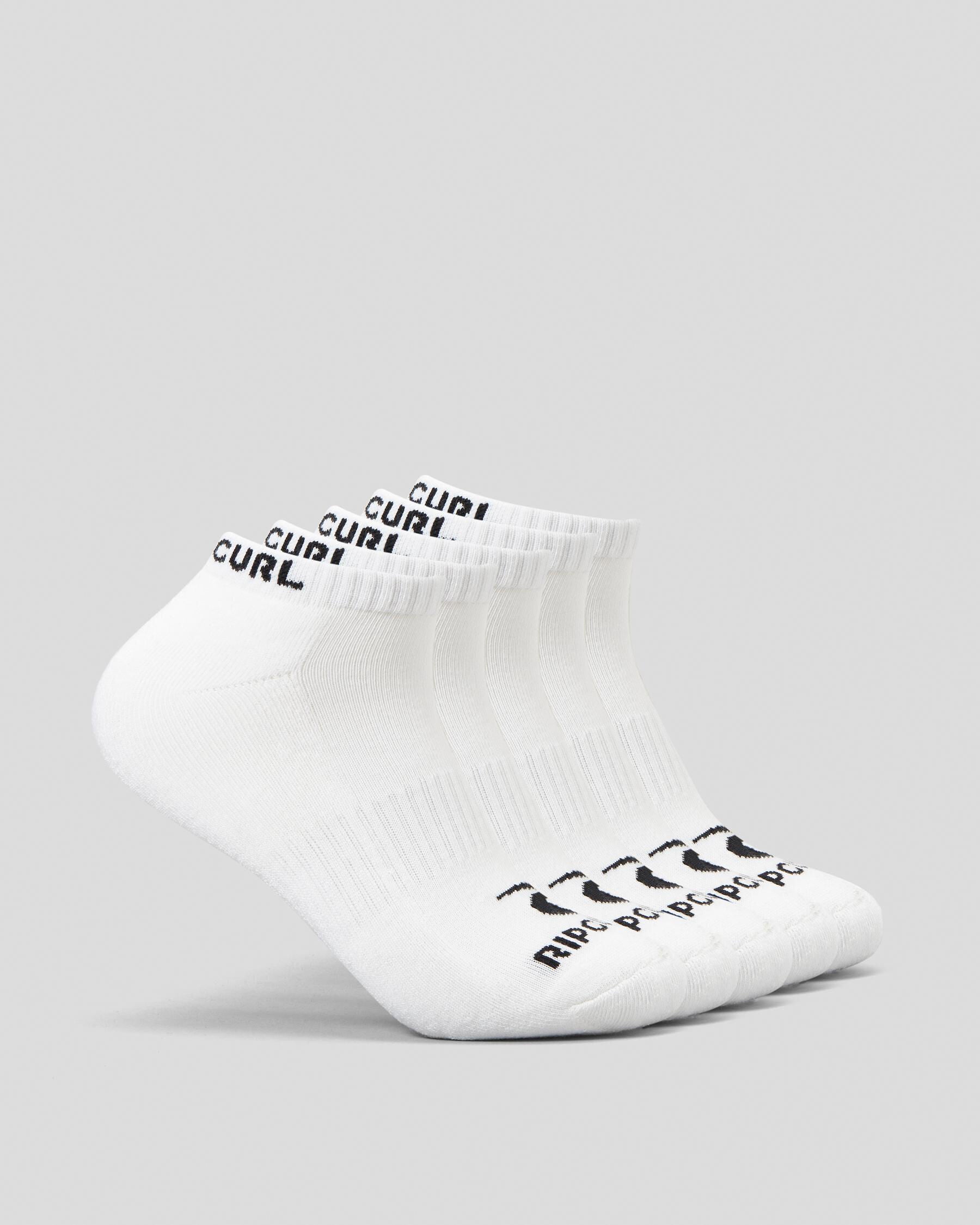 Rip Curl Men's Brand Ankle Socks 5 Pack in White