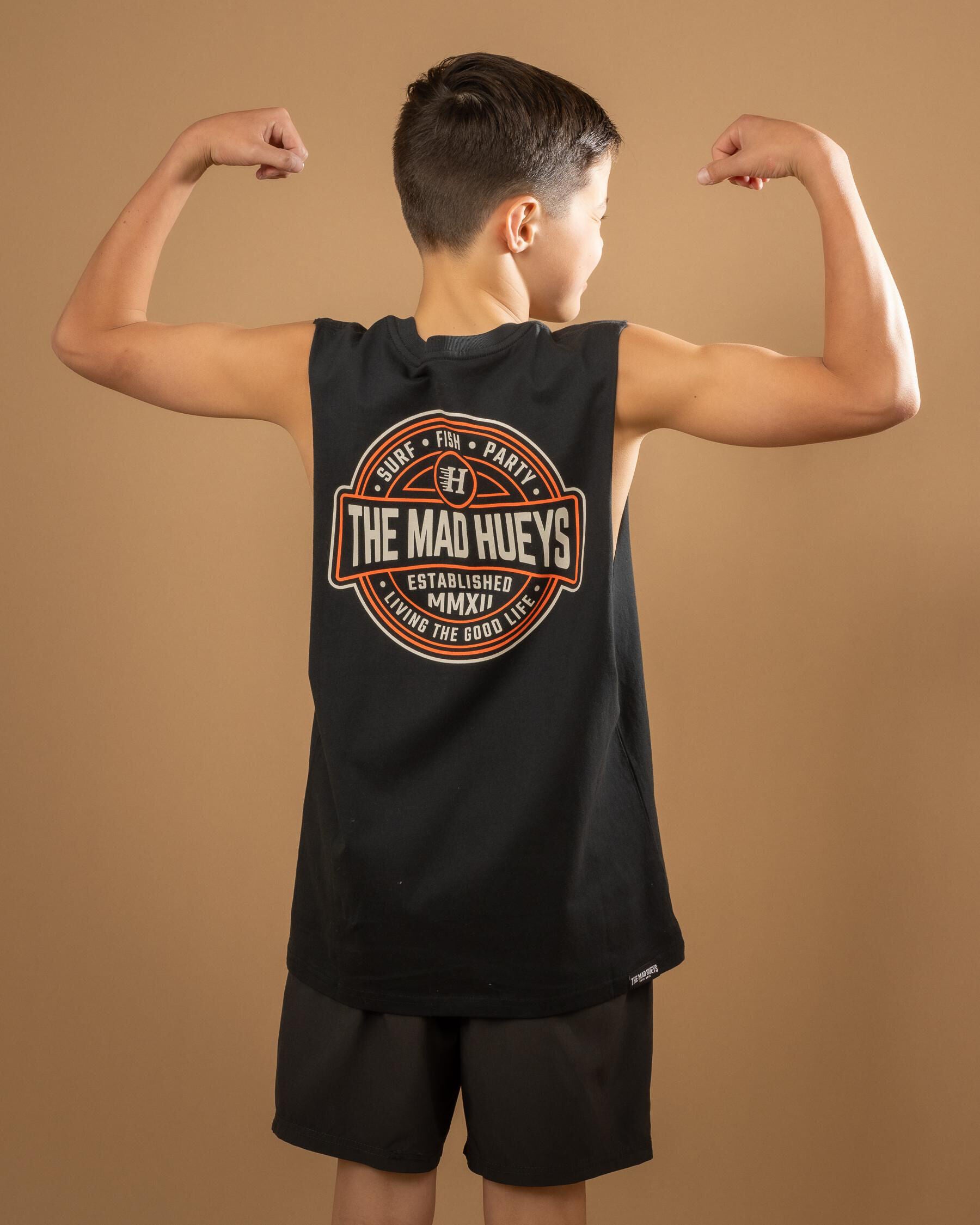 The Mad Hueys Boys' Hueys Life Muscle Tank Top in Black