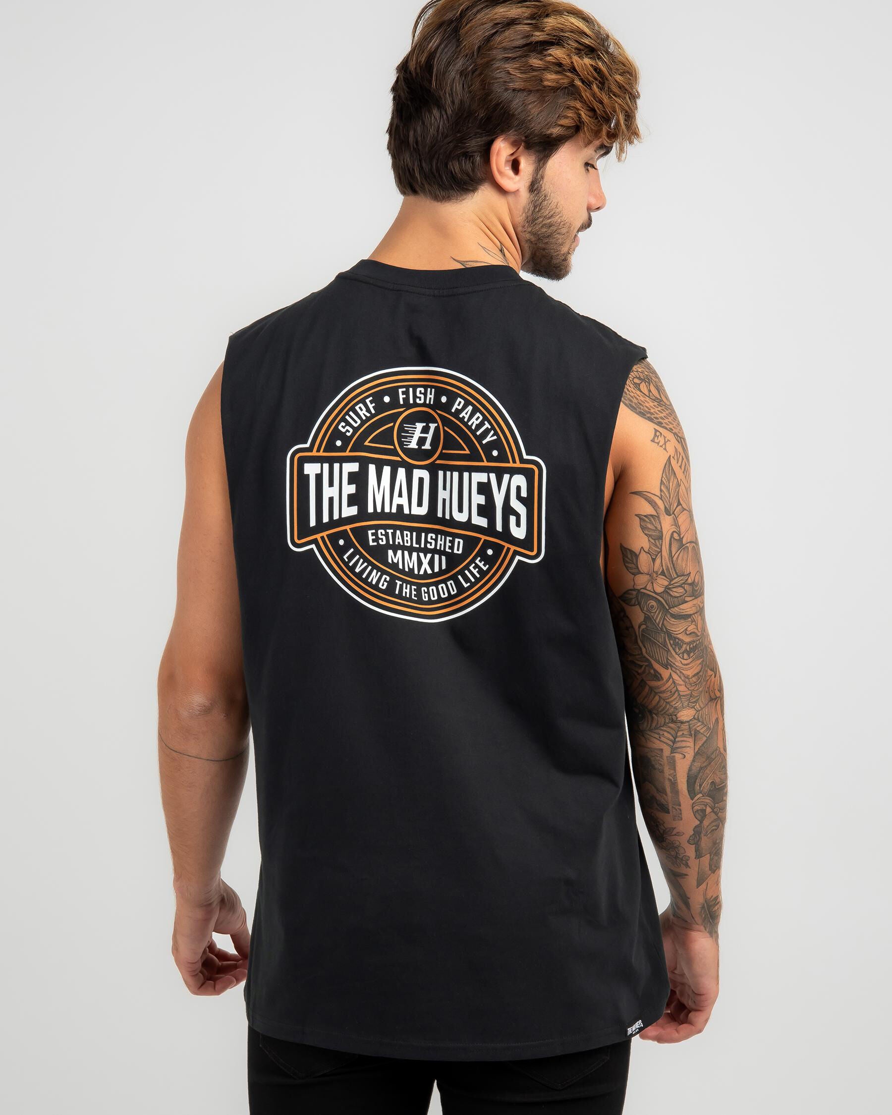 The Mad Hueys Men's Hueys Life Muscle Tank Top in Black