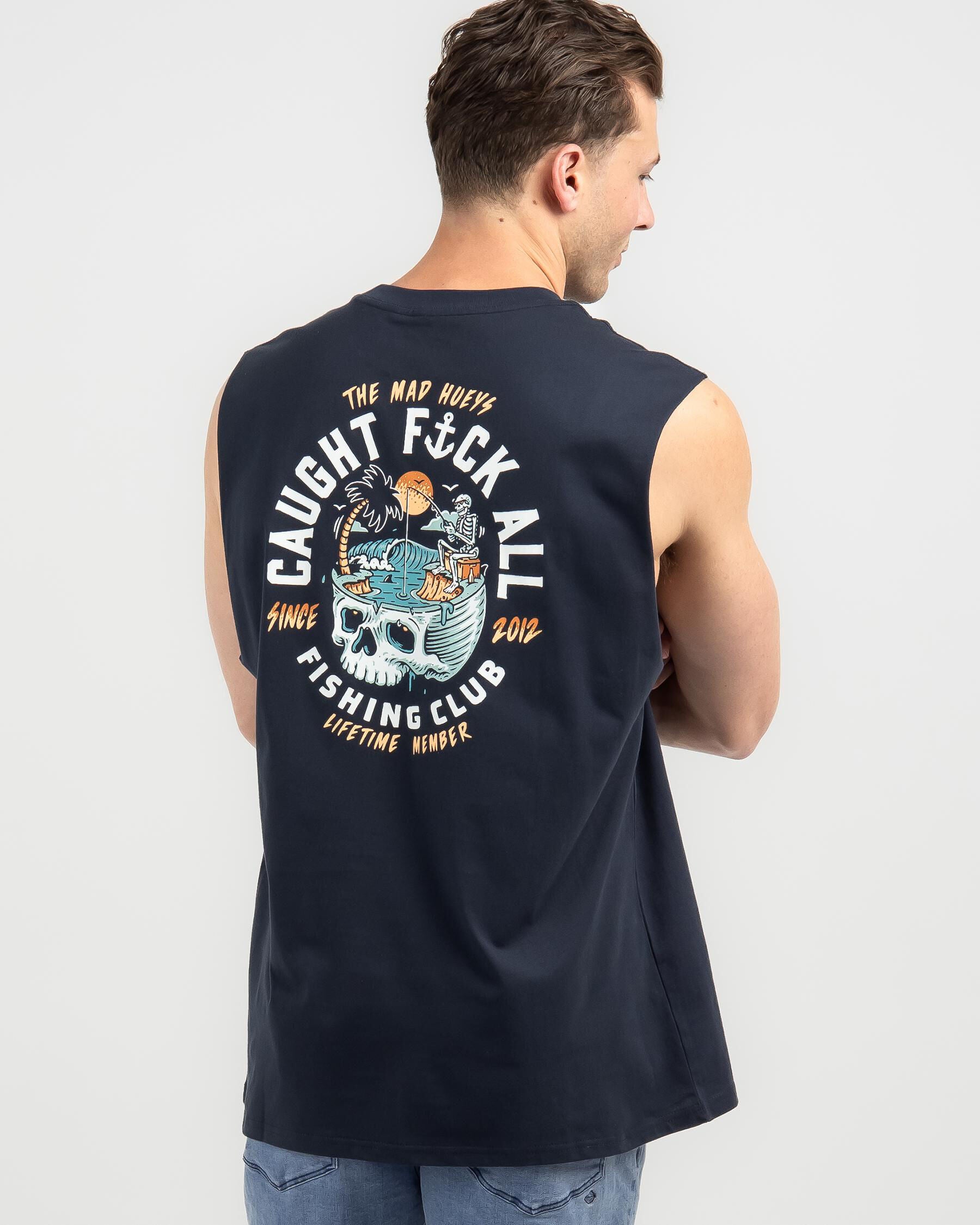 The Mad Hueys Men's Still Catching Fk All Muscle Tank Top in Navy