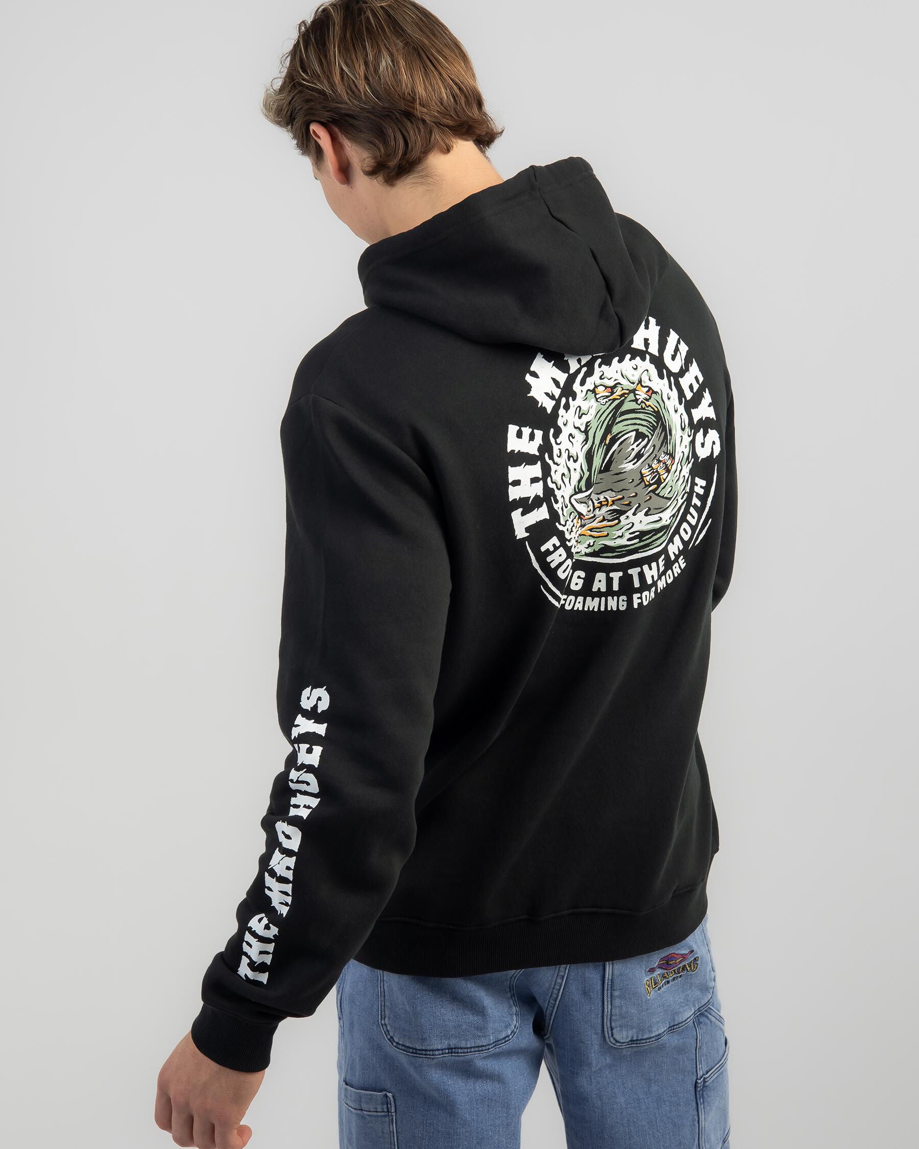 The Mad Hueys Men's Foaming Shark Hoodie in Black