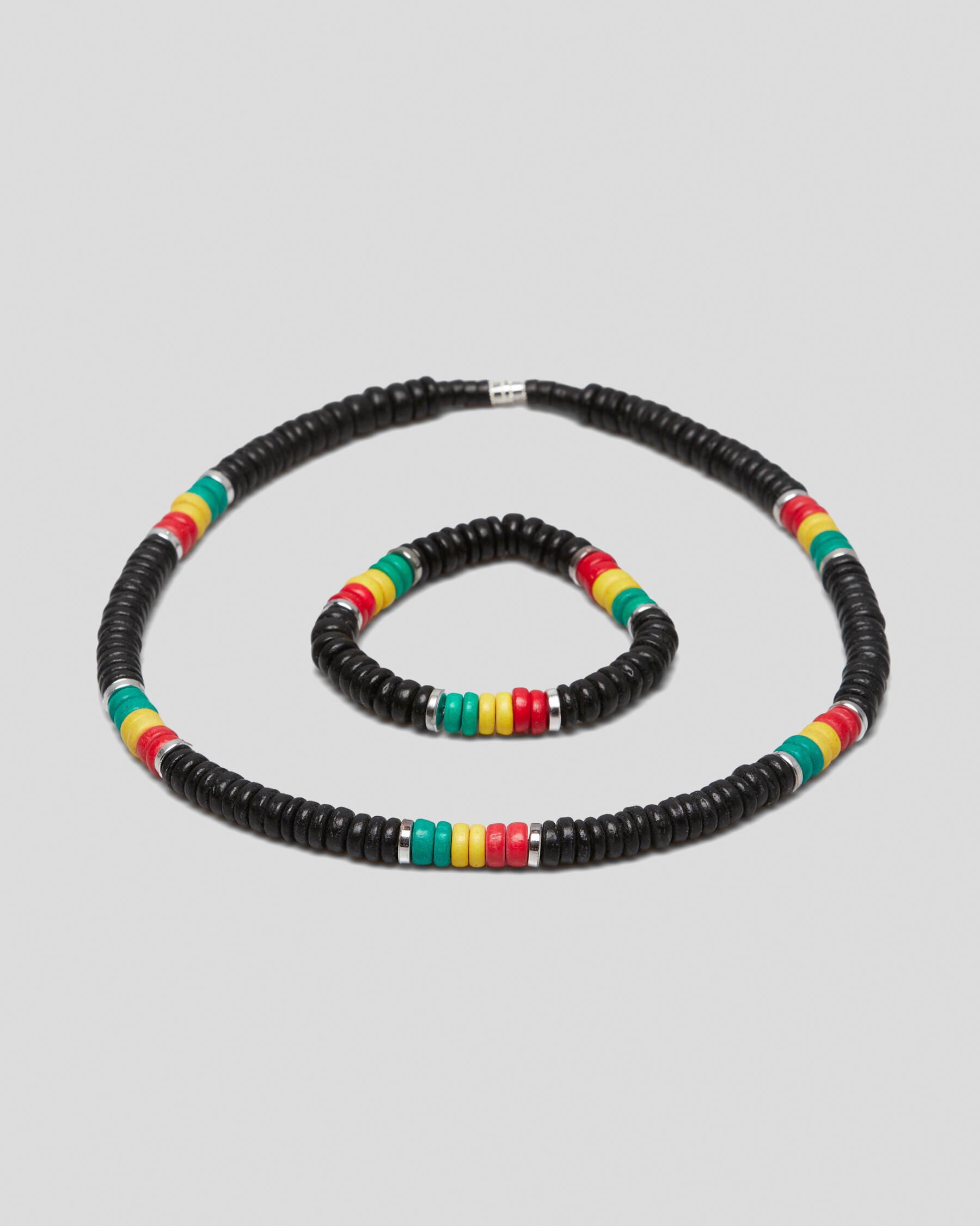 Classics 77 Men's Rasta Bead Choker-bracelet Combo