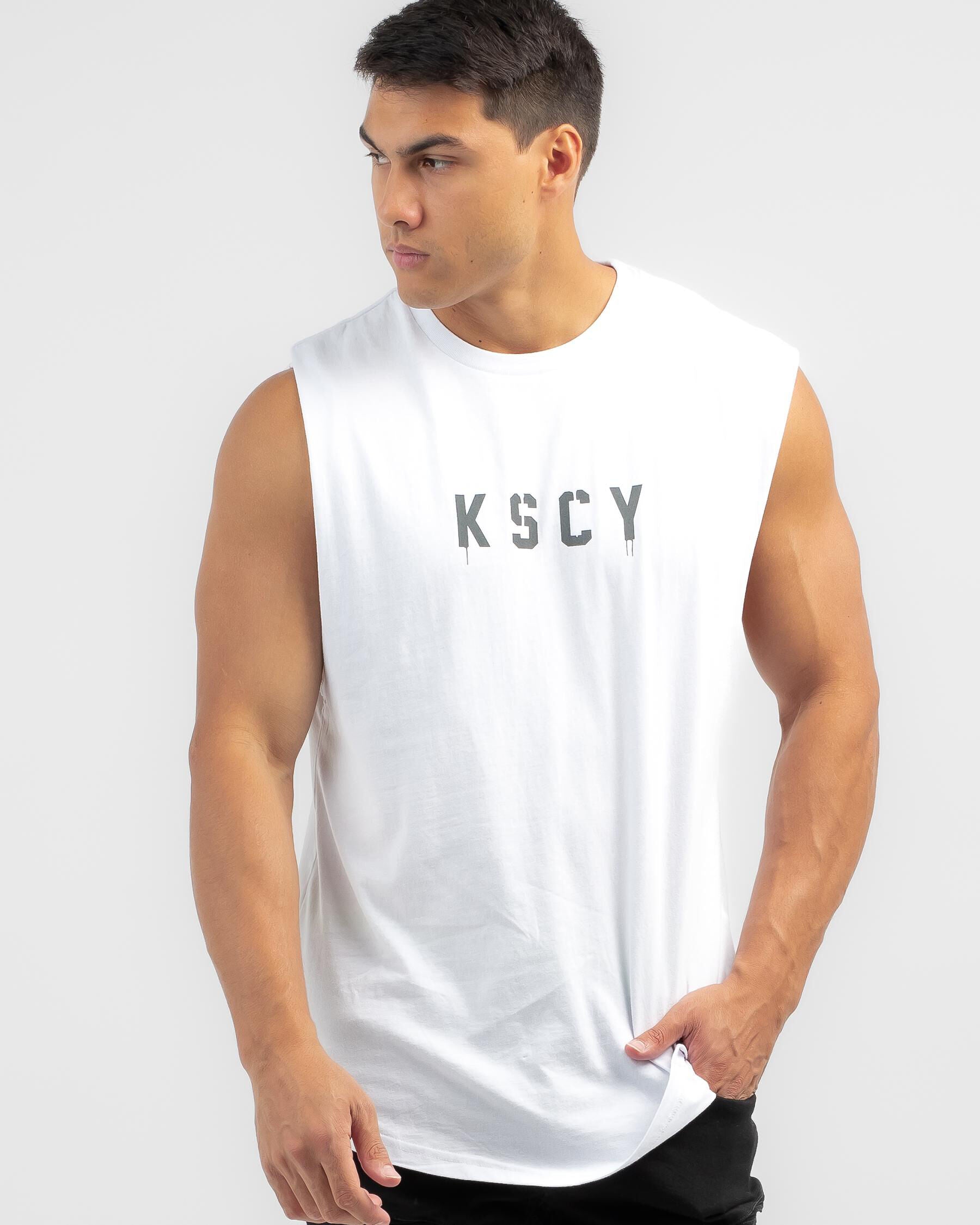 Kiss Chacey Men's Empire Dual Curved Muscle Tank Top in White