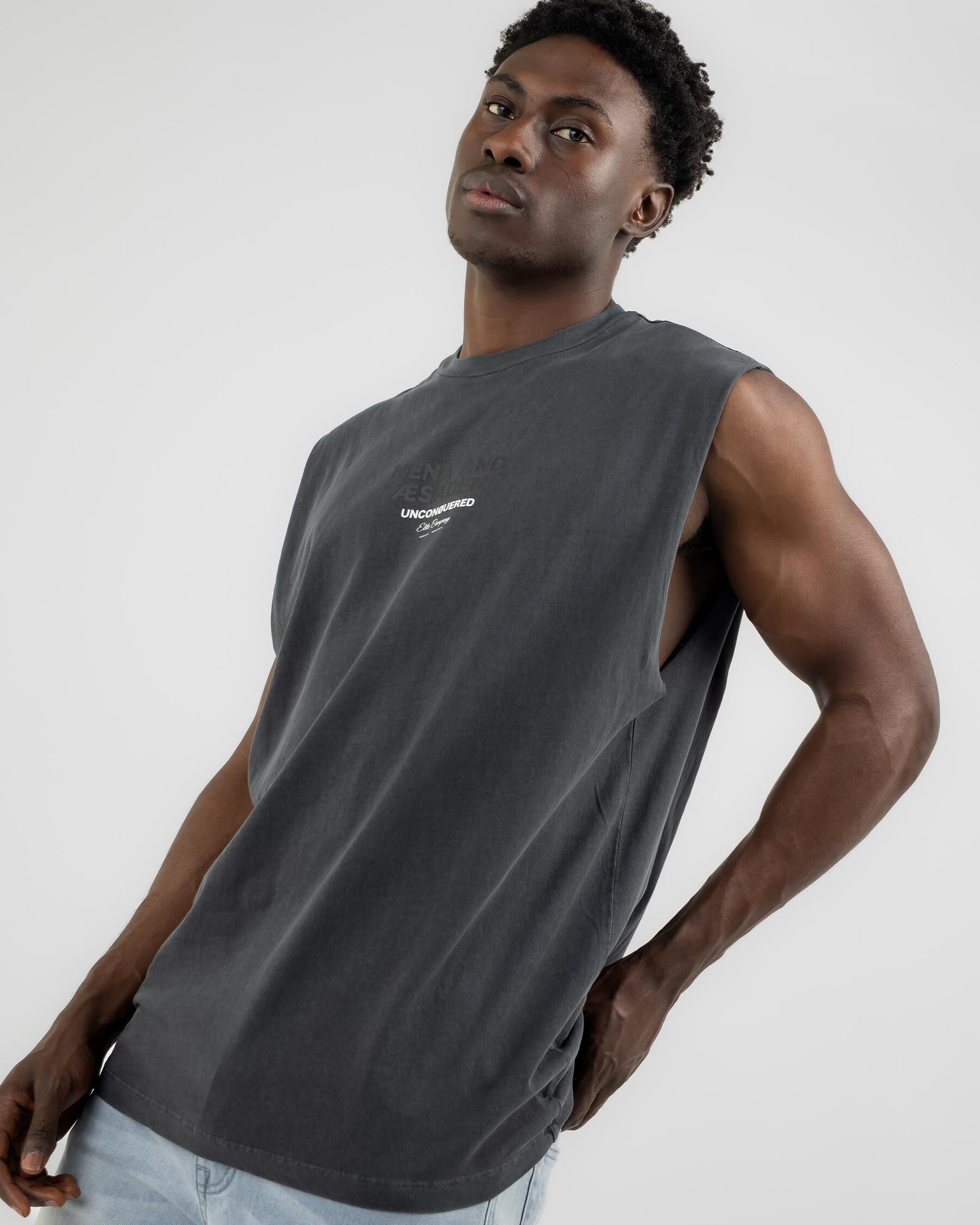 Nena & Pasadena Men's Echo Heavy Relaxed Muscle Tank Top in Black