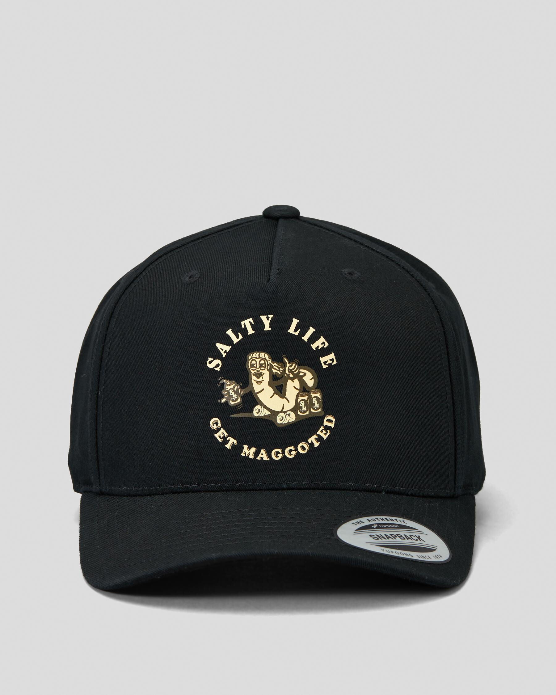 Salty Life Men's Get Maggoted Snapback Cap in Black