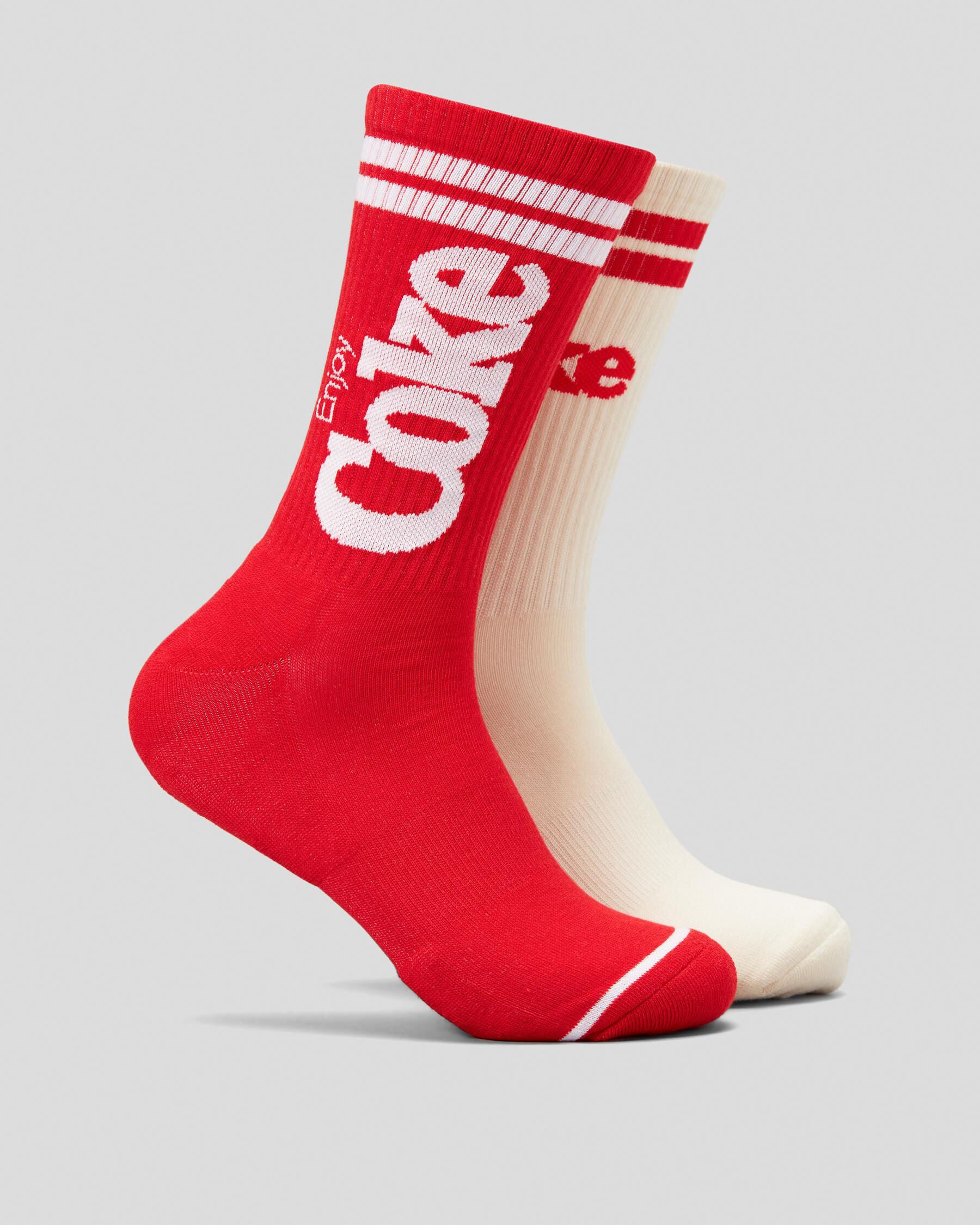 FOOT-IES Men's Coke Logo Sneaker Socks 2 Pack in Red