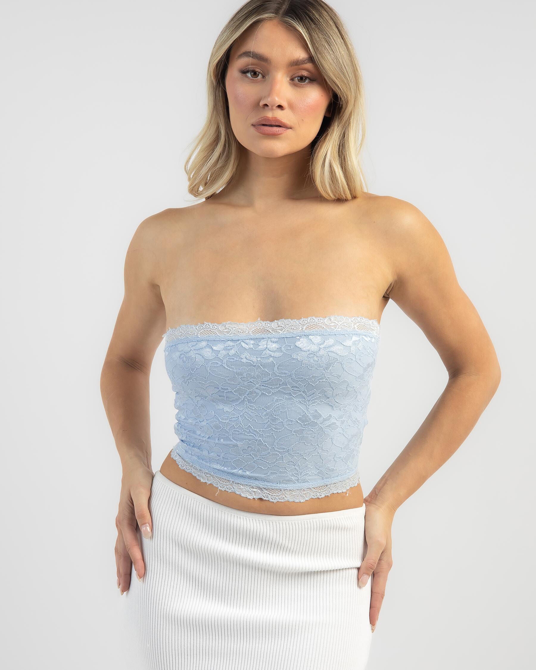 Ava And Ever Women's Chad Lace Tube Top in Blue