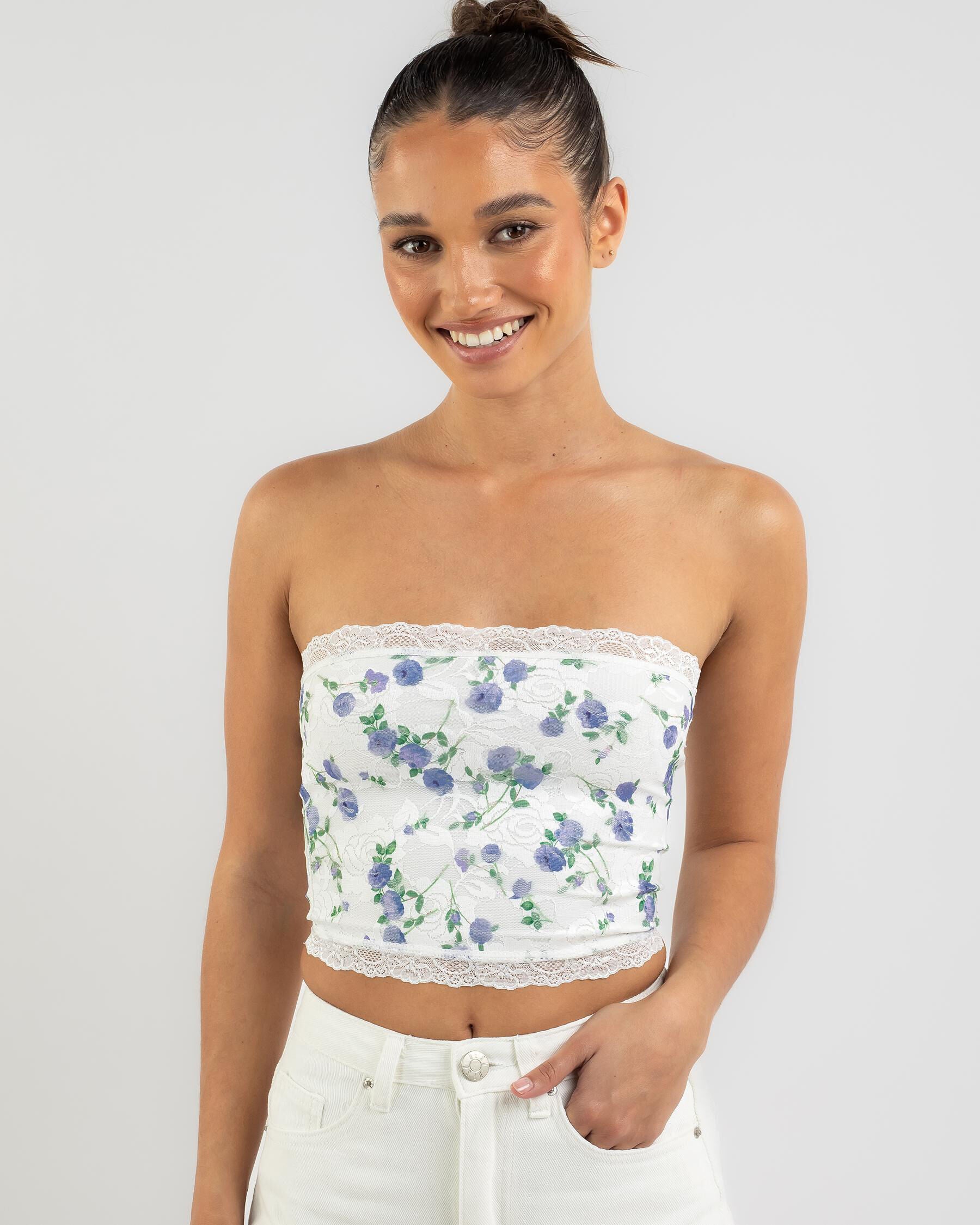 Ava And Ever Women's Danforth Lace Tube Top in Blue