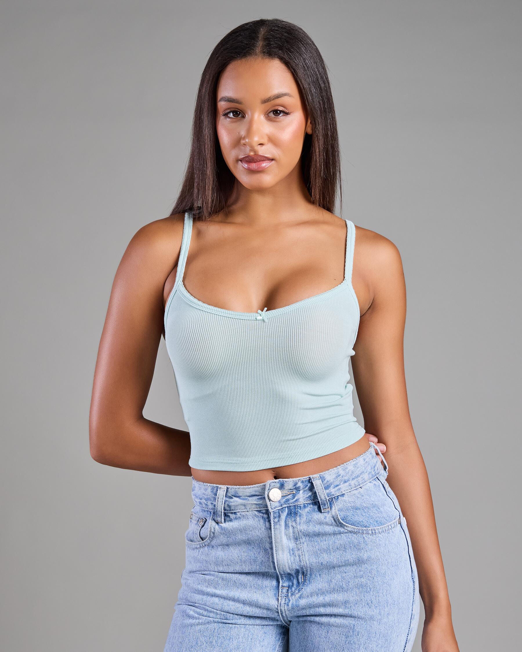 Mooloola Women's Basic Cami Tank Top in Green