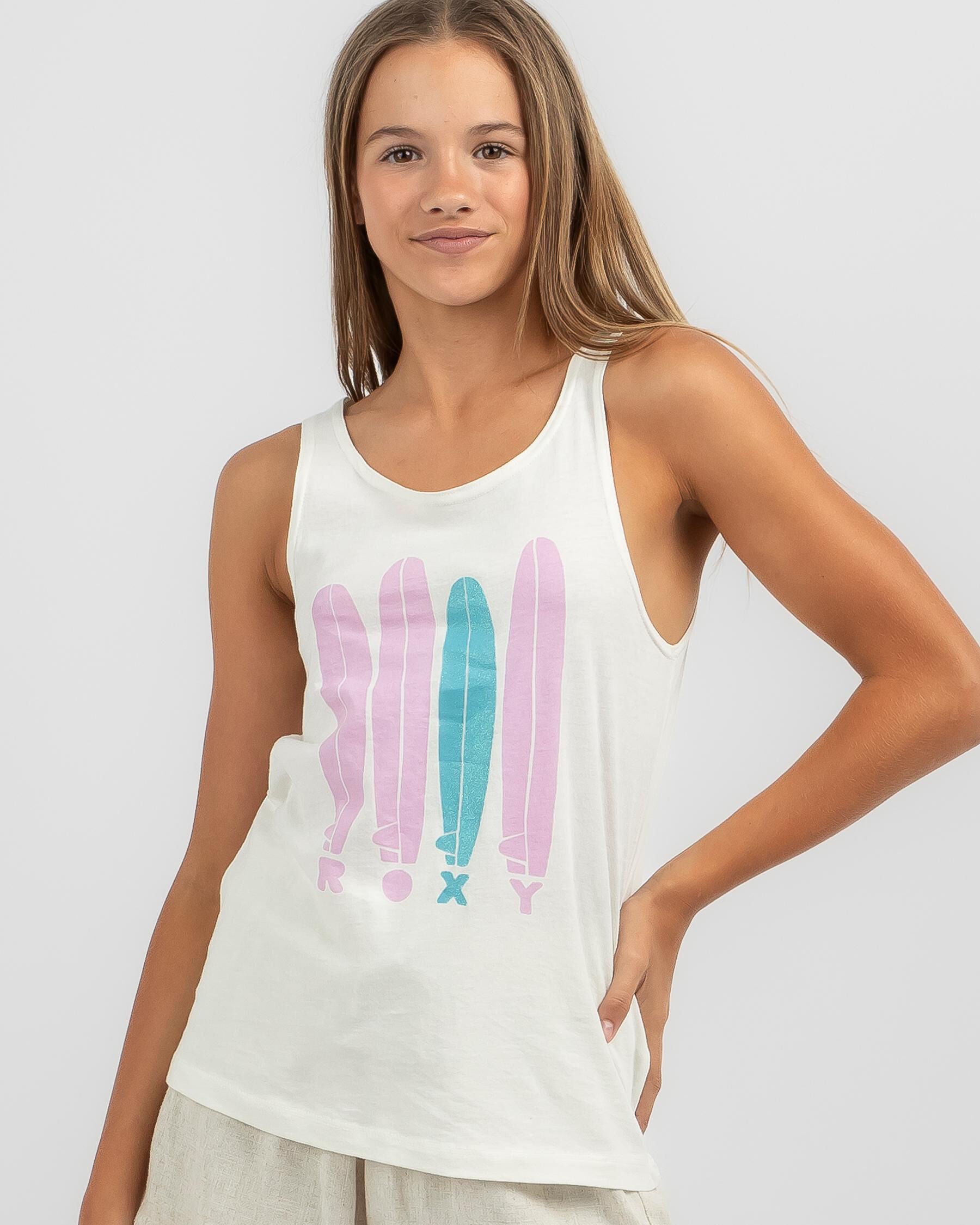 Roxy Girls' Following The Sun Tank Top in White