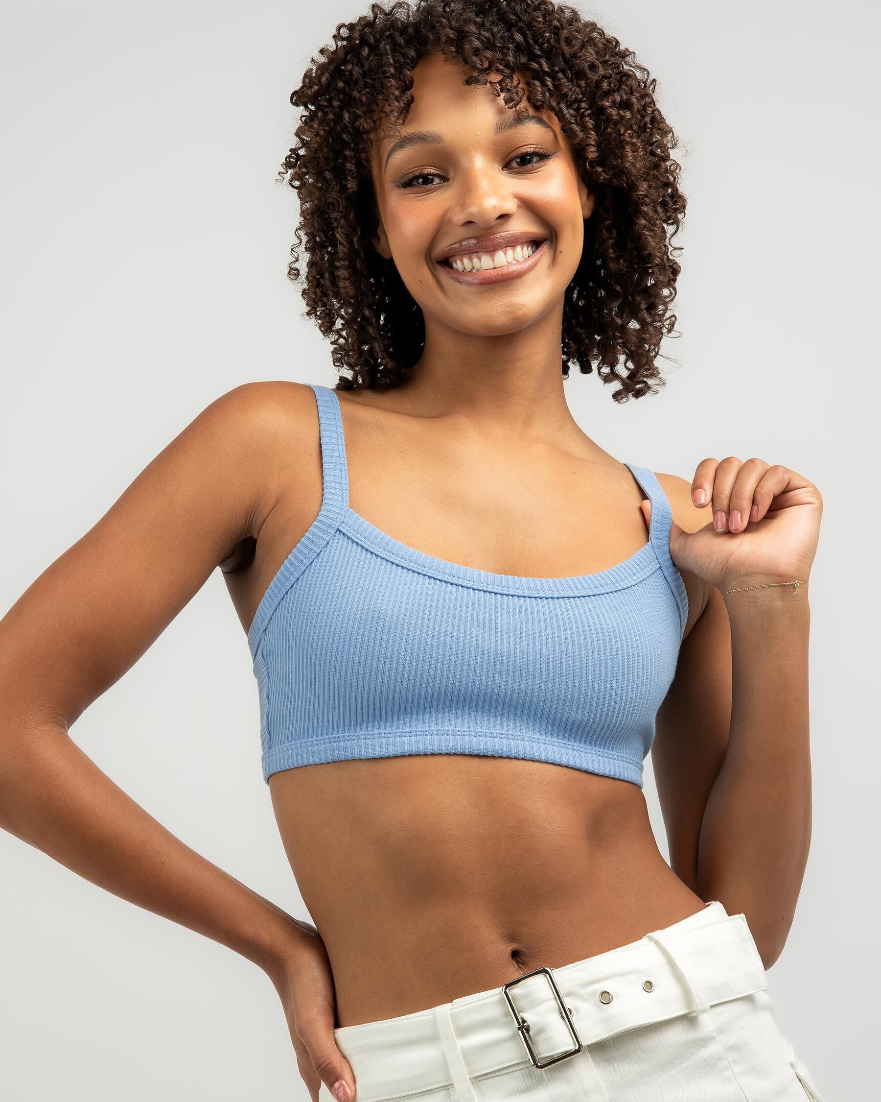 Mooloola Women's Basic Ultra Tank Crop Top in Blue