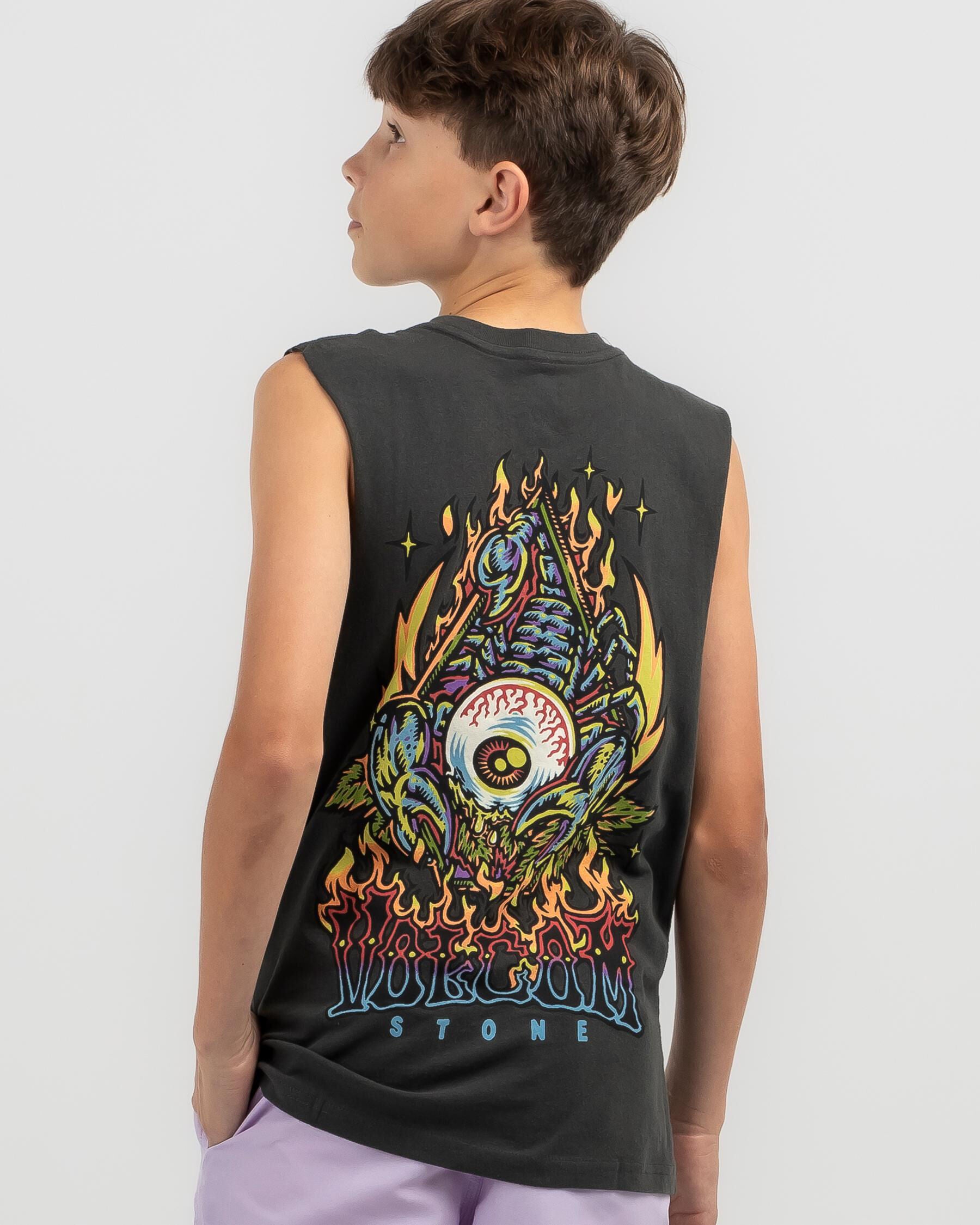 Volcom Boys' Scorps Muscle Tank Top in Black