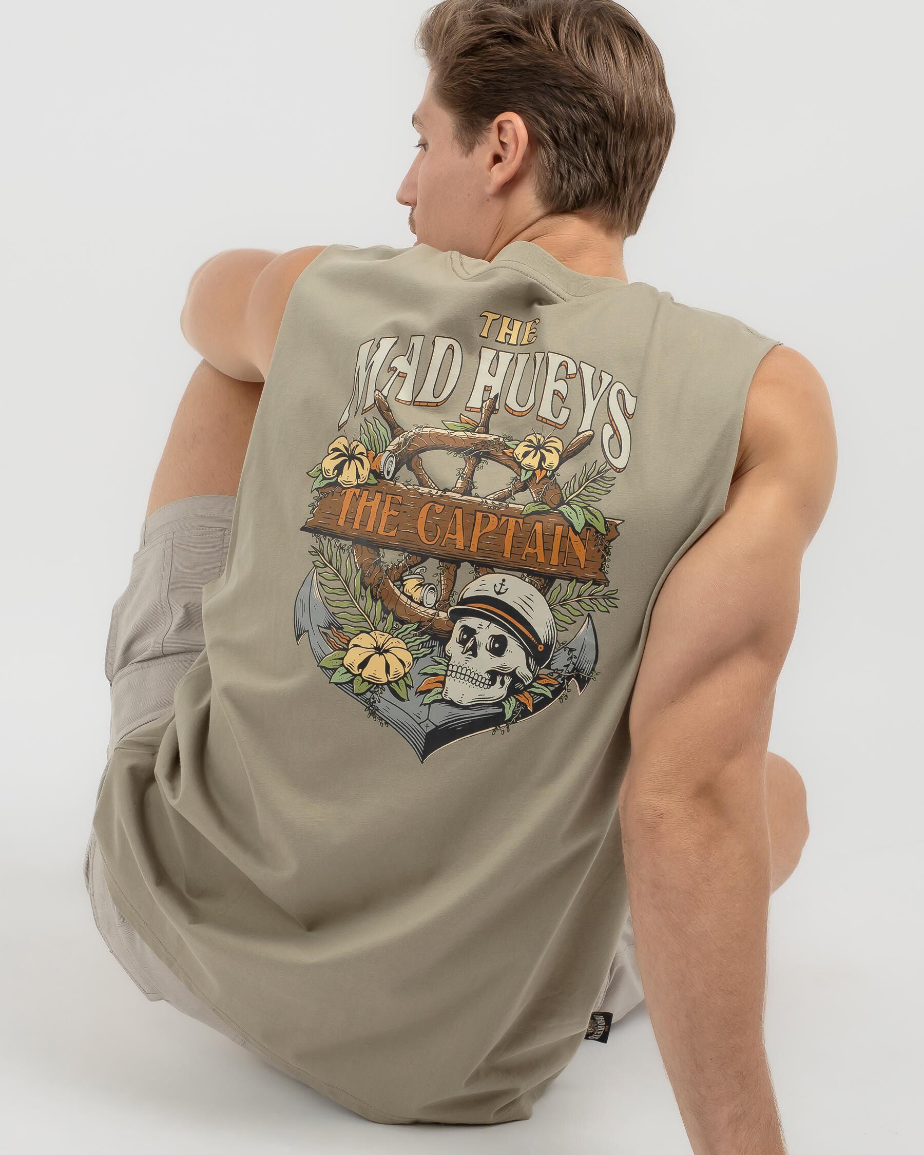 The Mad Hueys Men's Shipwrecked Captain Muscle Tank Top in Green