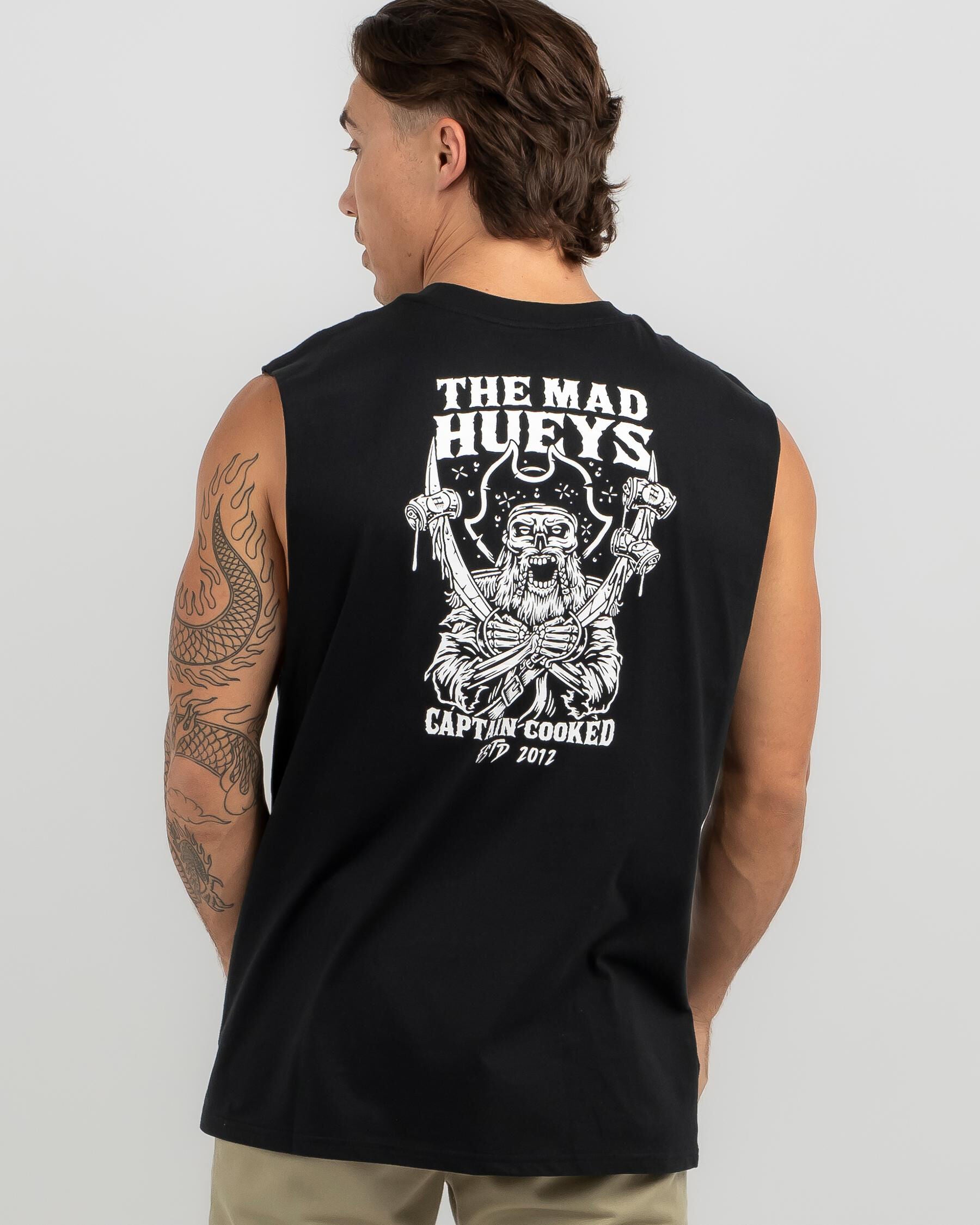 The Mad Hueys Men's Captain Cooked Muscle Tank Top in Black