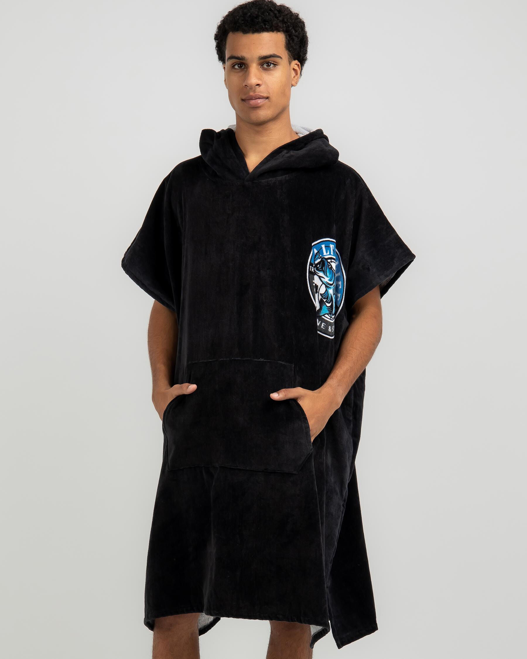 Salty Life Hooked Hooded Towel in Black
