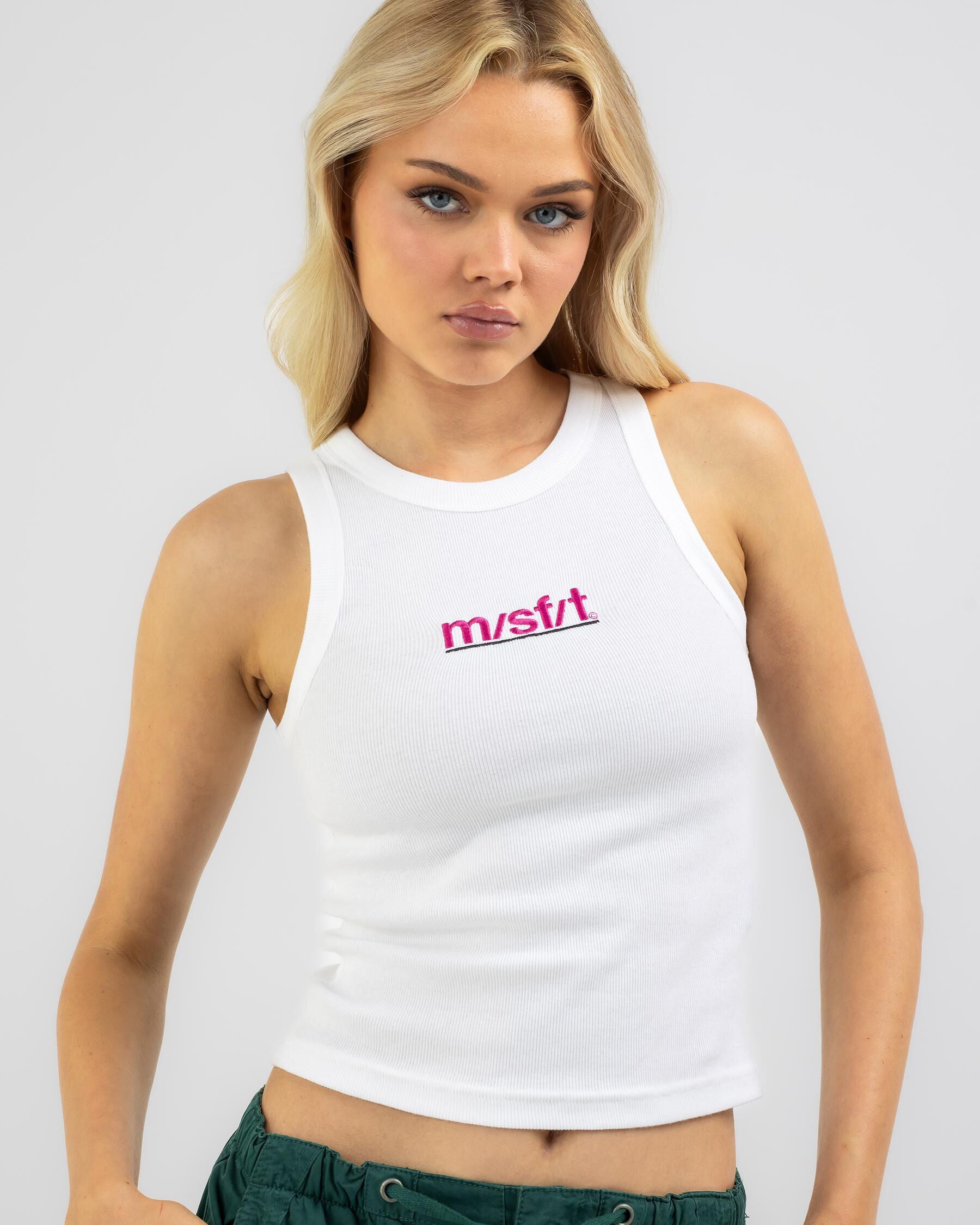 M-SF-T Women's United Needs Rib Tank Top in White