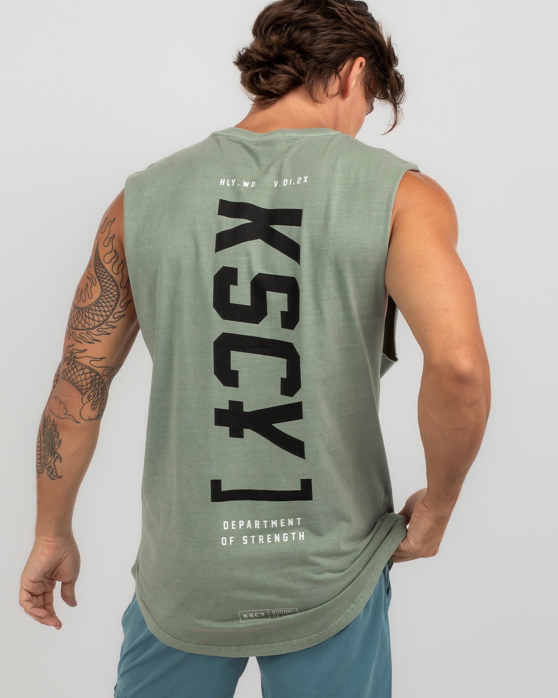 Kiss Chacey Men's Territory Dual Curved Muscle Tank Top in Green