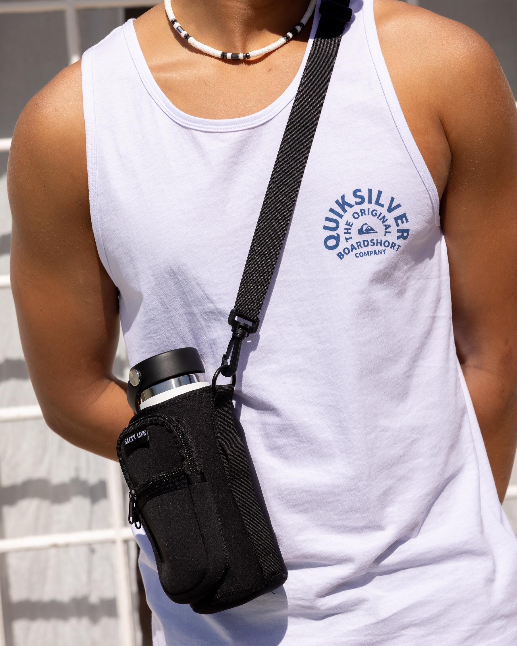 Salty Life Men's Cooler Water Bottle Sling in Black