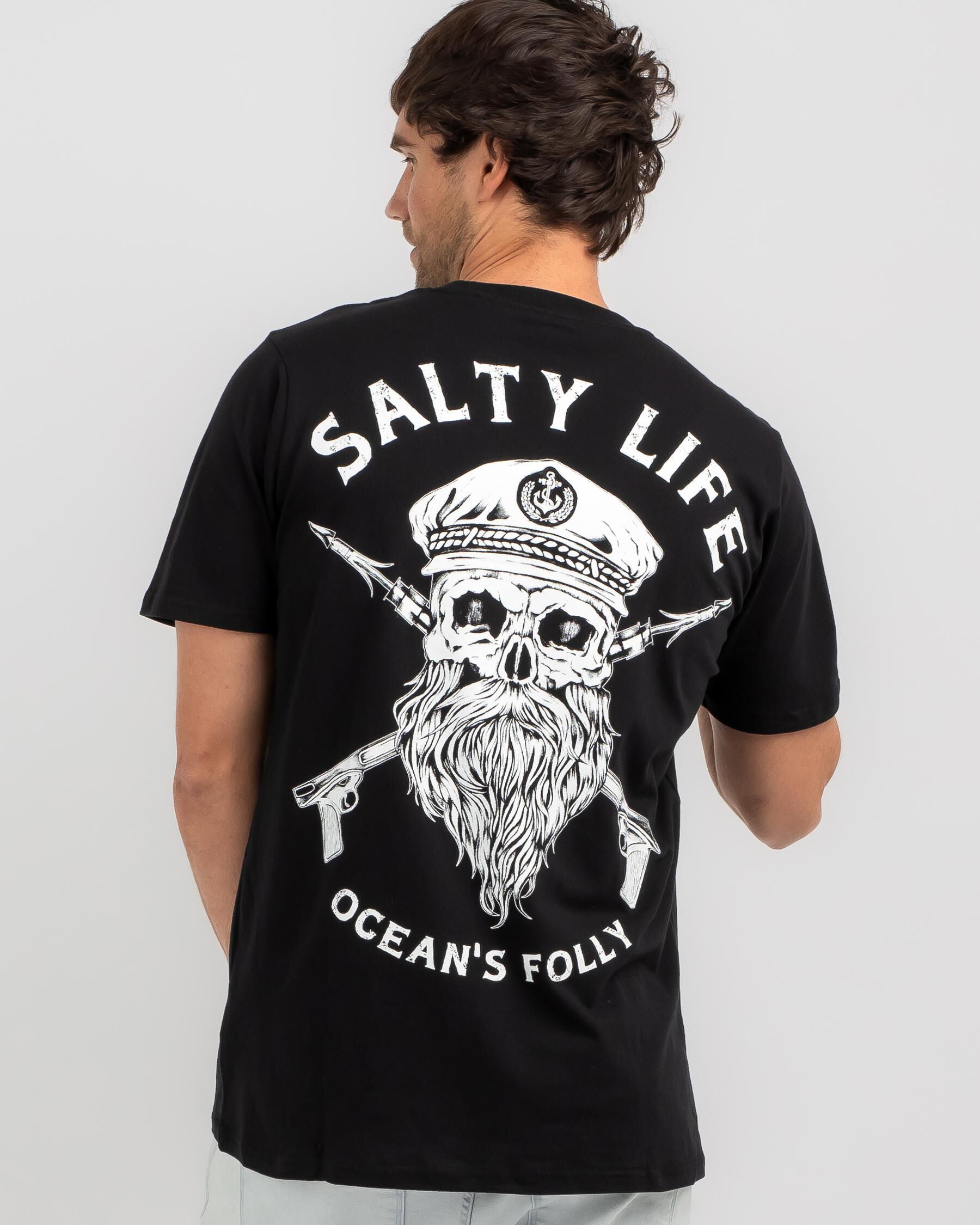 Salty Life Men's Black Beard T-Shirt