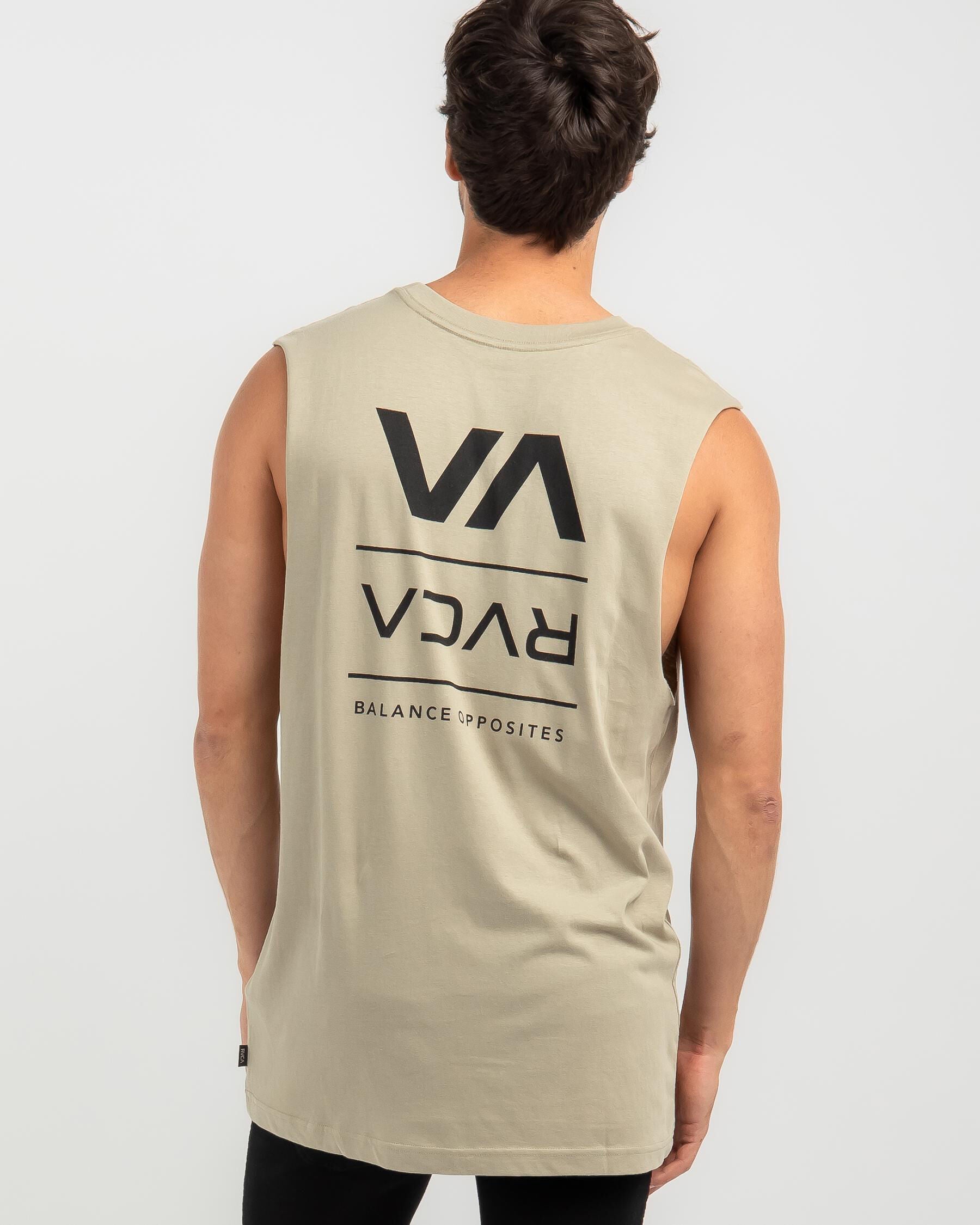 RVCA Men's Down With Muscle Tank Top in Brown