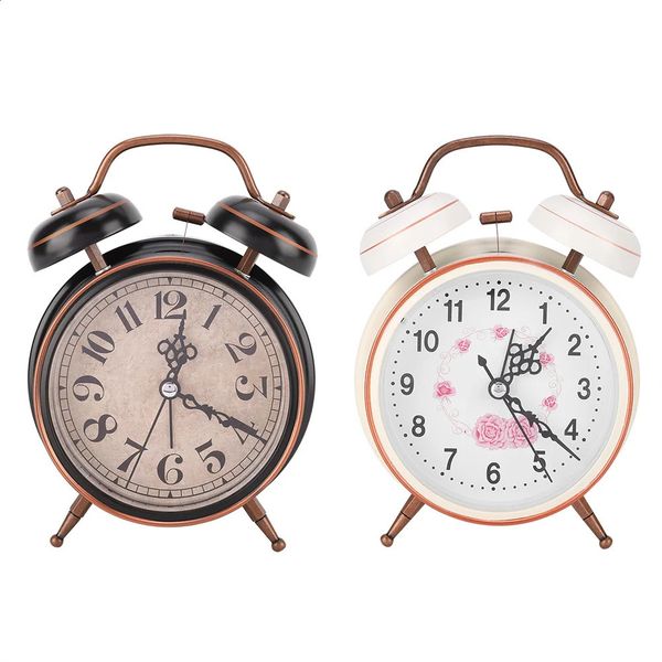 4-inch vintage alarm clock desktop clock with night light home dual clock using alarm clock 241217